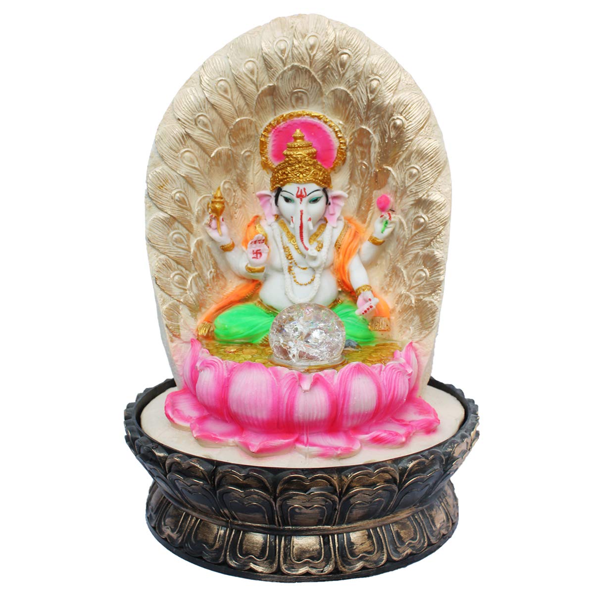 Kd Hub Lord Ganesh Idol Fountain For Home Decor & Office - Sofa Ganesh Murti Fountain - (41 Cm) (Multicolor)(Large Size)
