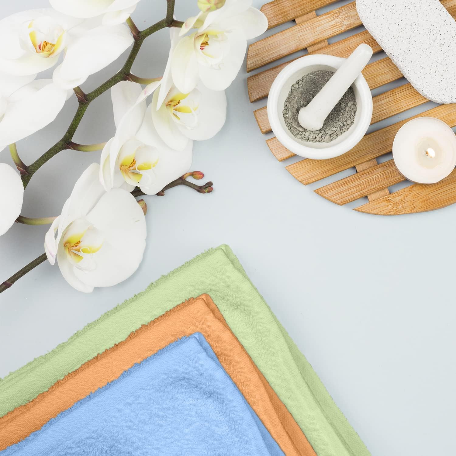 KAHAF COLLECTION 12 Pack Washcloths | Multicolour 100% Cotton Extra Absorbent Face Towels | Soft, Quick Dry Wash Cloths for Bath