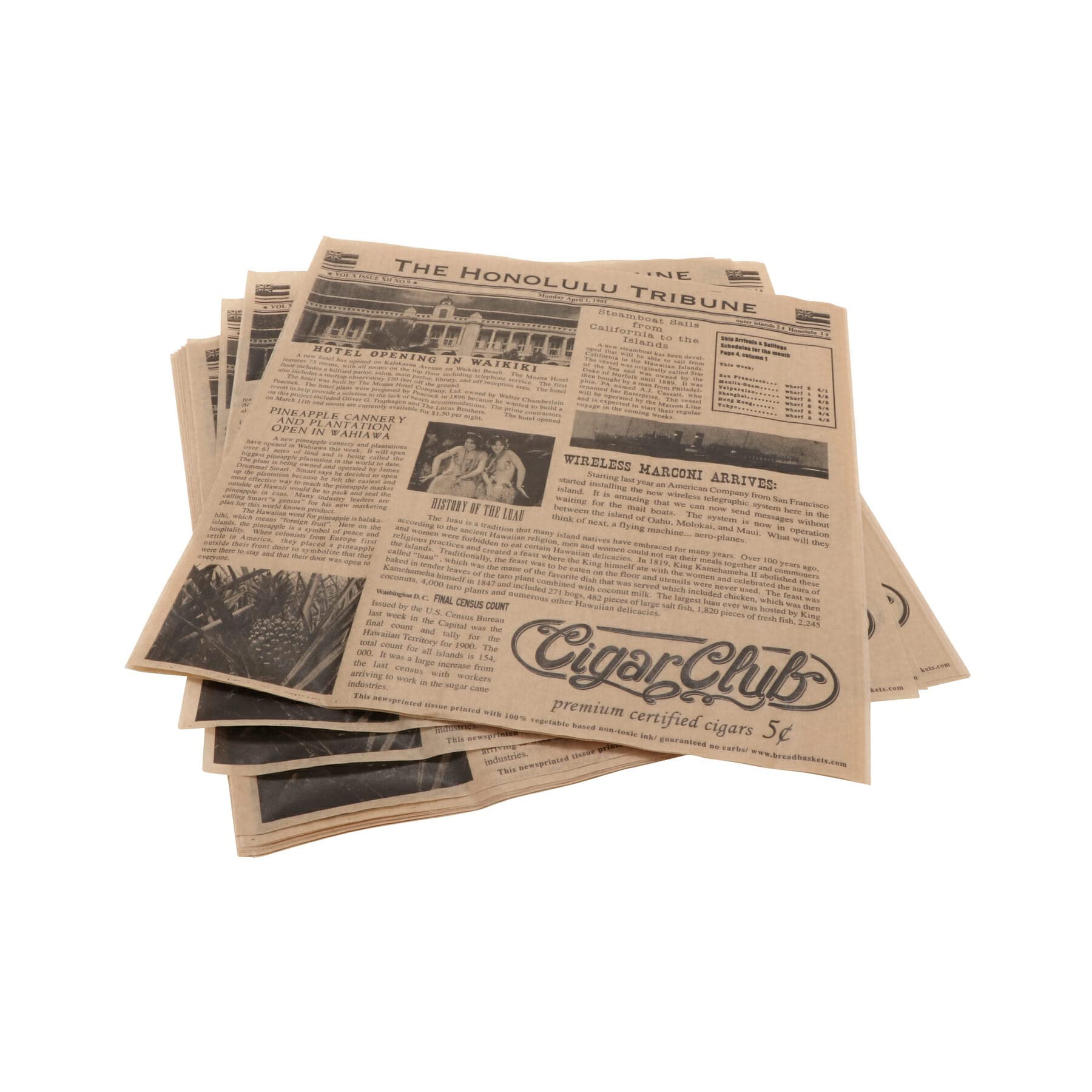G.E.T. 4-TH1700 12 x 12 Brown Food-Safe Hawaii Newsprint Liner (Pack of 1000)