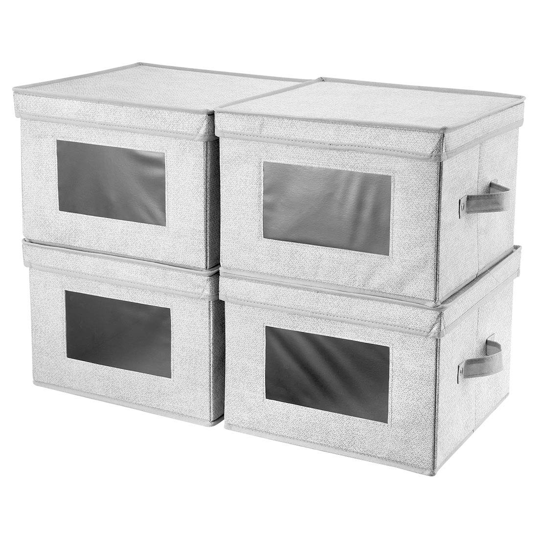 I Bkgoo Storage Box With Lid,Fabric Cube Storage Bin,Foldable Clear Window Storage Boxes With Cover For Home Bedroom Closet Offi