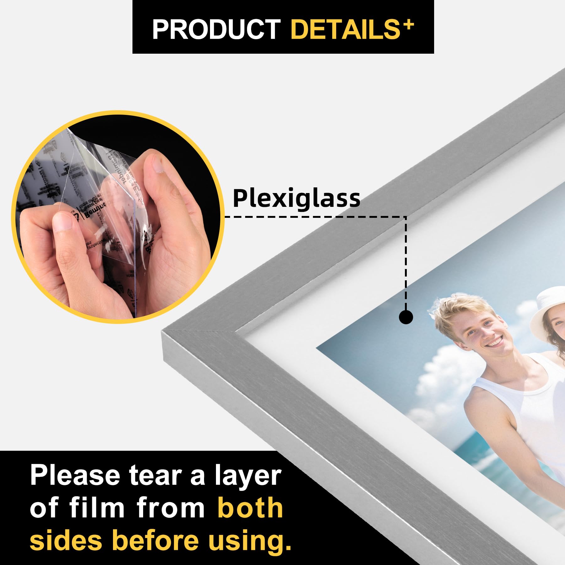 TOFOREVO Picture Frames 10x10 Set of 2 Distressed Silver Wood Grain Photo Frame for Gallery Wall Mounting or Tabletop Display