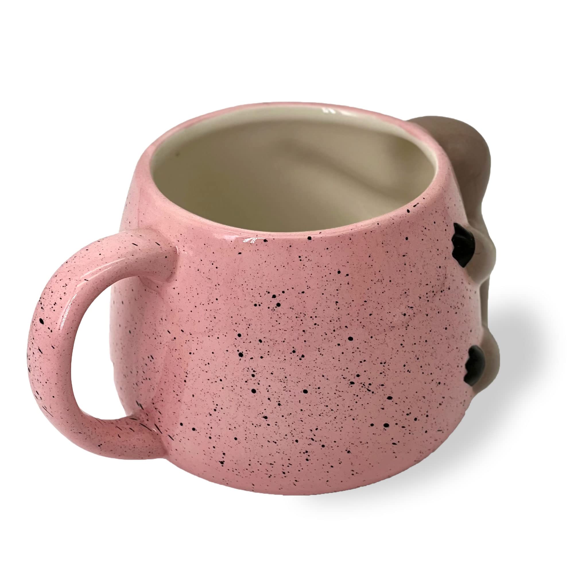 Votum White Ceramic Coffee Or Tea Mugs: Animal Shaped Coffee Mugs With Hand Printed Designs And Printed Saying - 18.6 Fluid Ounc