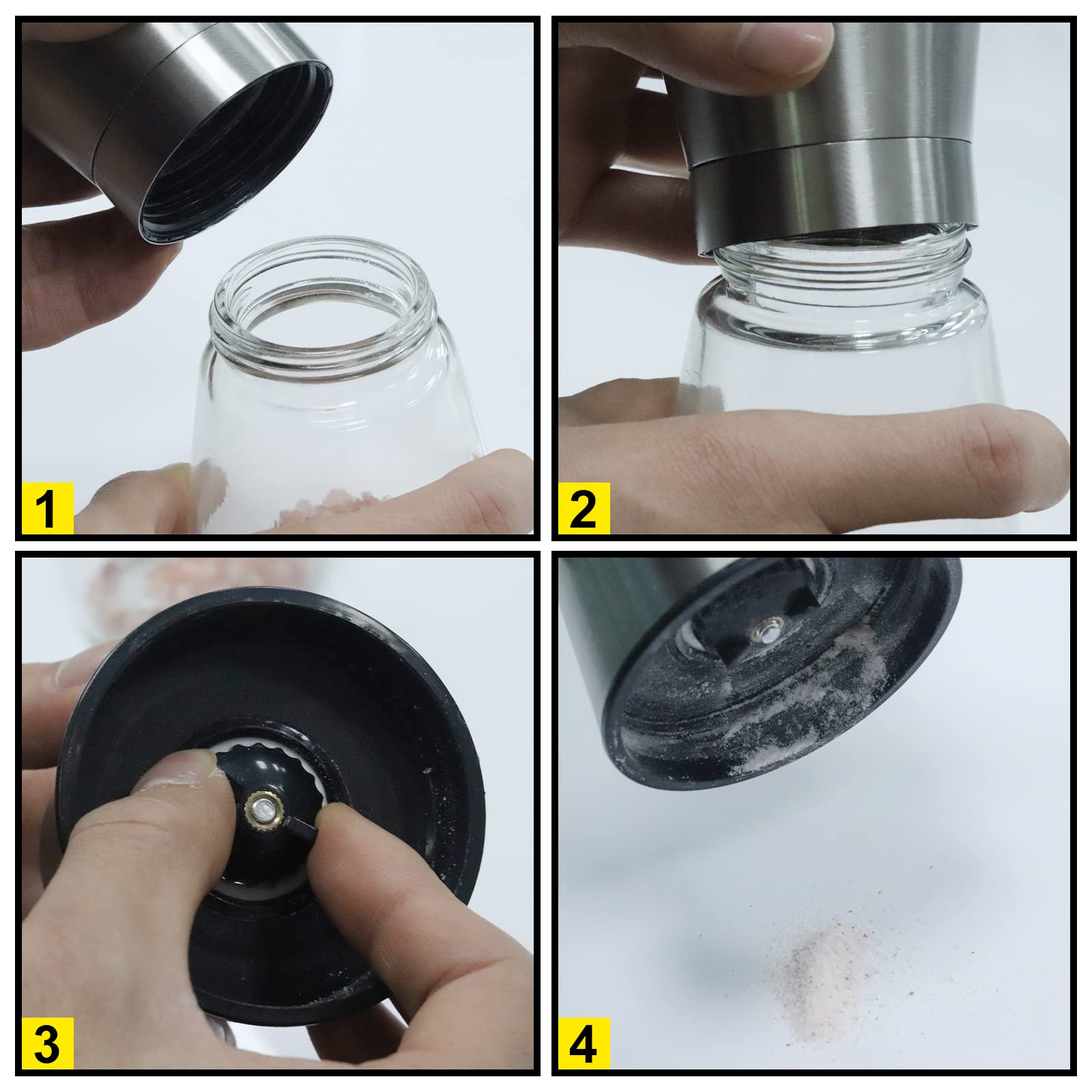 Gulex Salt And Pepper Grinder Set Pepper Mill, Salt Grinder Refillable,(Single Package) Adjustable Coarseness Black Pepper Grind