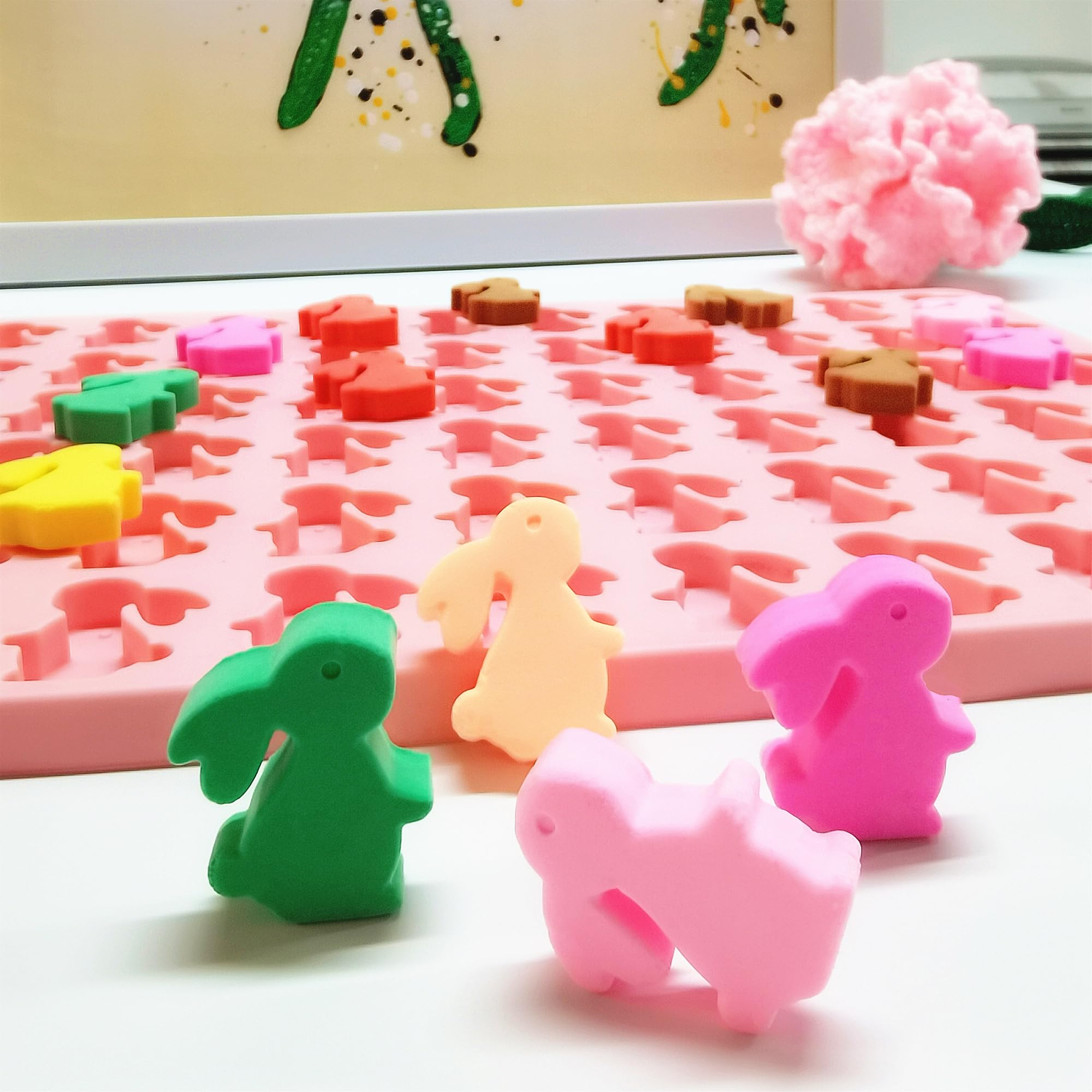 Tadonyny Small Bunny Silicone Molds For Candy Gummy Chocolate, Easter Molds, Rabbit Silicone Mold With Scraper (Bunny)