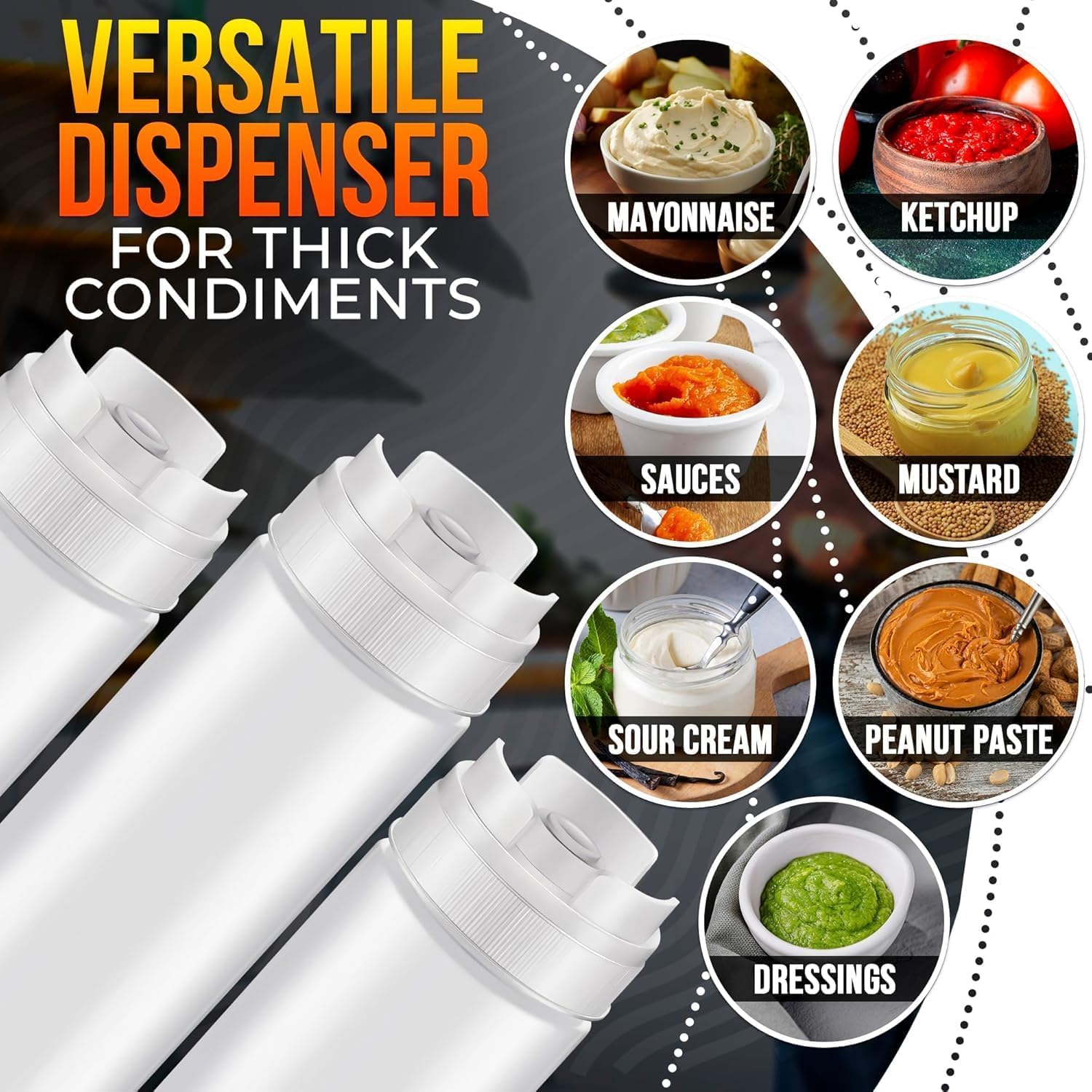 6Pcs 16Oz Squeeze Condiment Bottles - Plastic Squeeze 16 Oz Bottles for Liquids Pizza Sauce Squeeze Bottle Reusable Sauce Containers - Sauce Dispenser Clear Ketchup Squeeze Bottle Condiment Bottles
