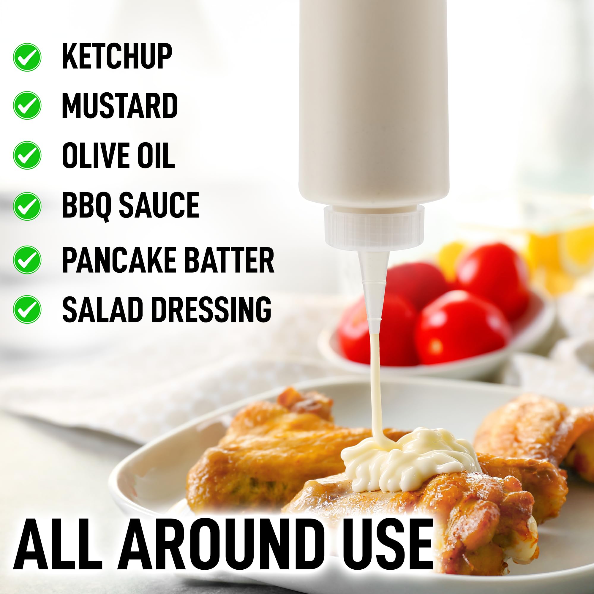 Zulay Kitchen 2 Pack Squeeze Bottles - 17Oz Plastic Squeeze Bottles For Sauces - Condiment Squeeze Bottles With Wide Mouth - Squ