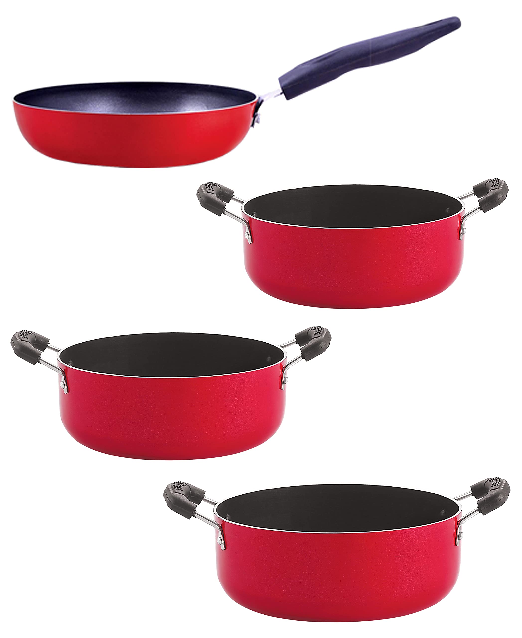 Nirlon Non Stick Aluminium Cooking Pan And Pot Utensils Combo Kitchen Set Of 4Pieces (Cvg_Cs20_Cs22_Cs24)