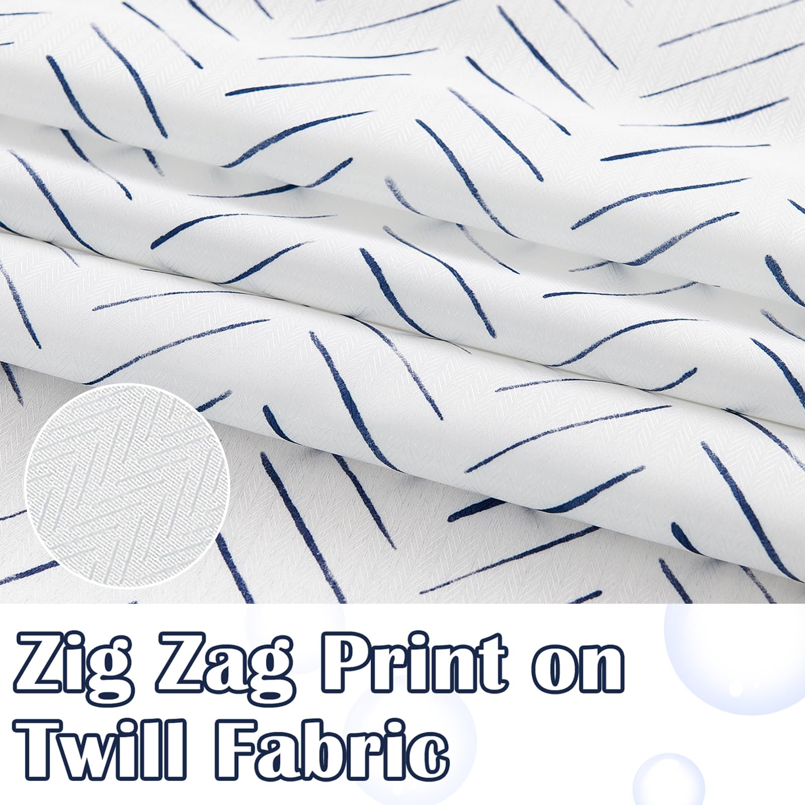 jinchan Blue and White Shower Curtain Herringbone Fabric Shower Curtain Zig Zag Inky Chevron Farmhouse Shower Curtain Zigzag Modern Shower Curtain for Bathroom Waterproof Hooks Included 70x72 inch