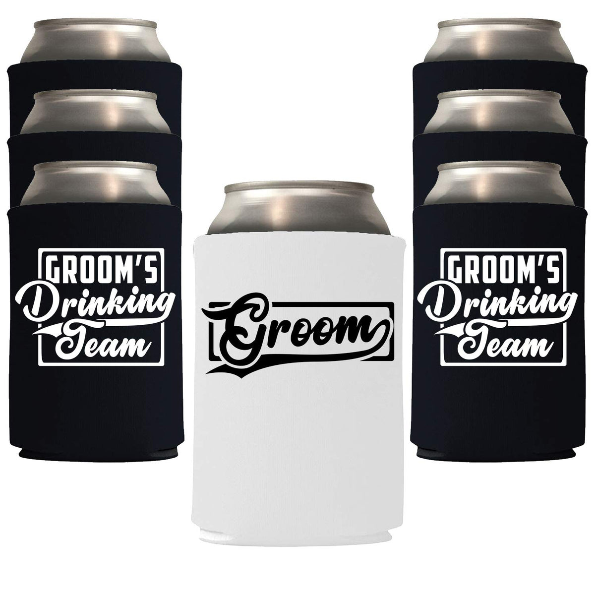 Veracco Groom And Groom'S Drinking Team Can Coolie Holder Bachelor Party Wedding Favors Gift For Groom Groomsmans Proposal (6, W