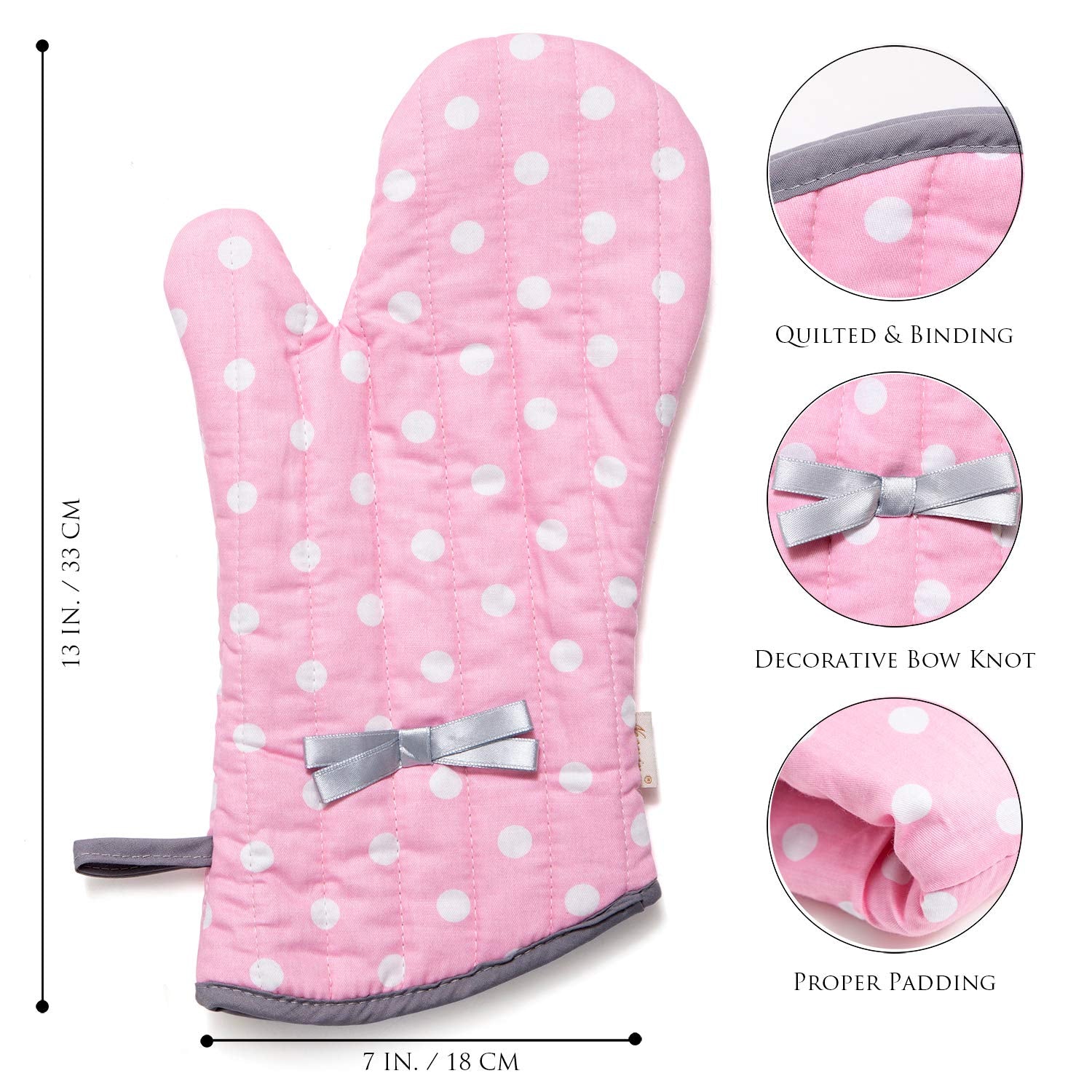Neoviva Kitchen Oven Mitts For Adults, Heat Resistant Cotton Oven Gloves Set Of 2 For Cooking Baking, Kitchen Gloves For Farmhou