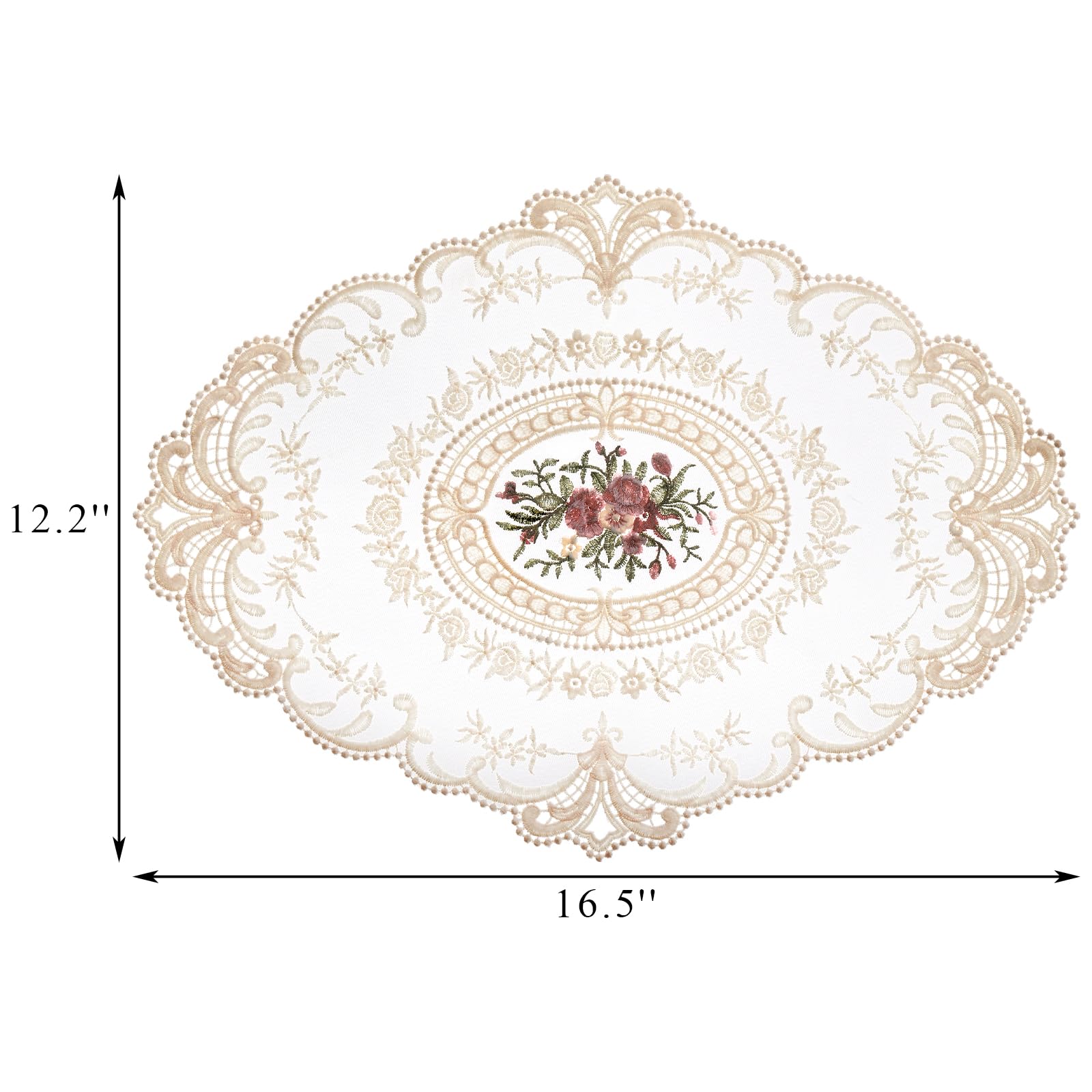 Mezchi 6 Pack Retro French Style Lace Placemats, Embroidered Crochet Lace Placemats, Victorian Decor Cup Mat For Coquette Room D