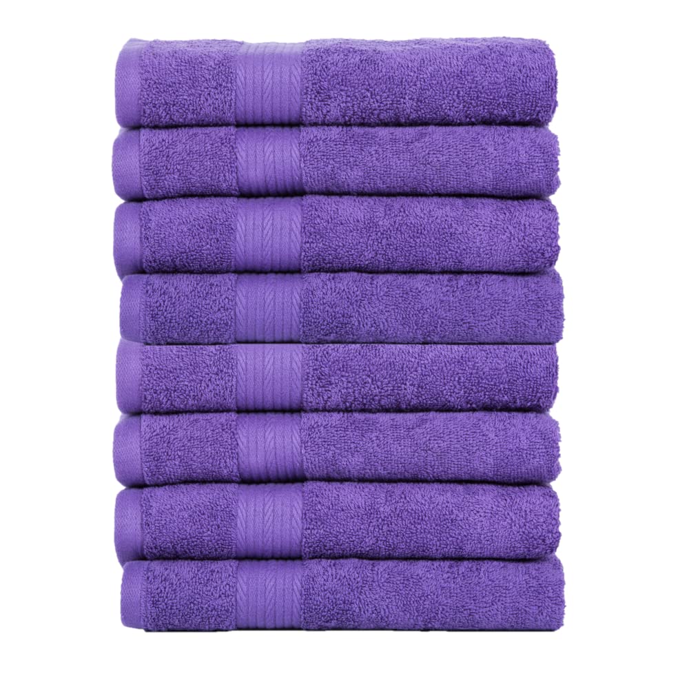 Ample Decor Hand Towel 18 X 28 Inch Pack Of 8 600 Gsm 100% Cotton, Soft Absorbent Thick Durable Premium Quality, For Hotel, Bath
