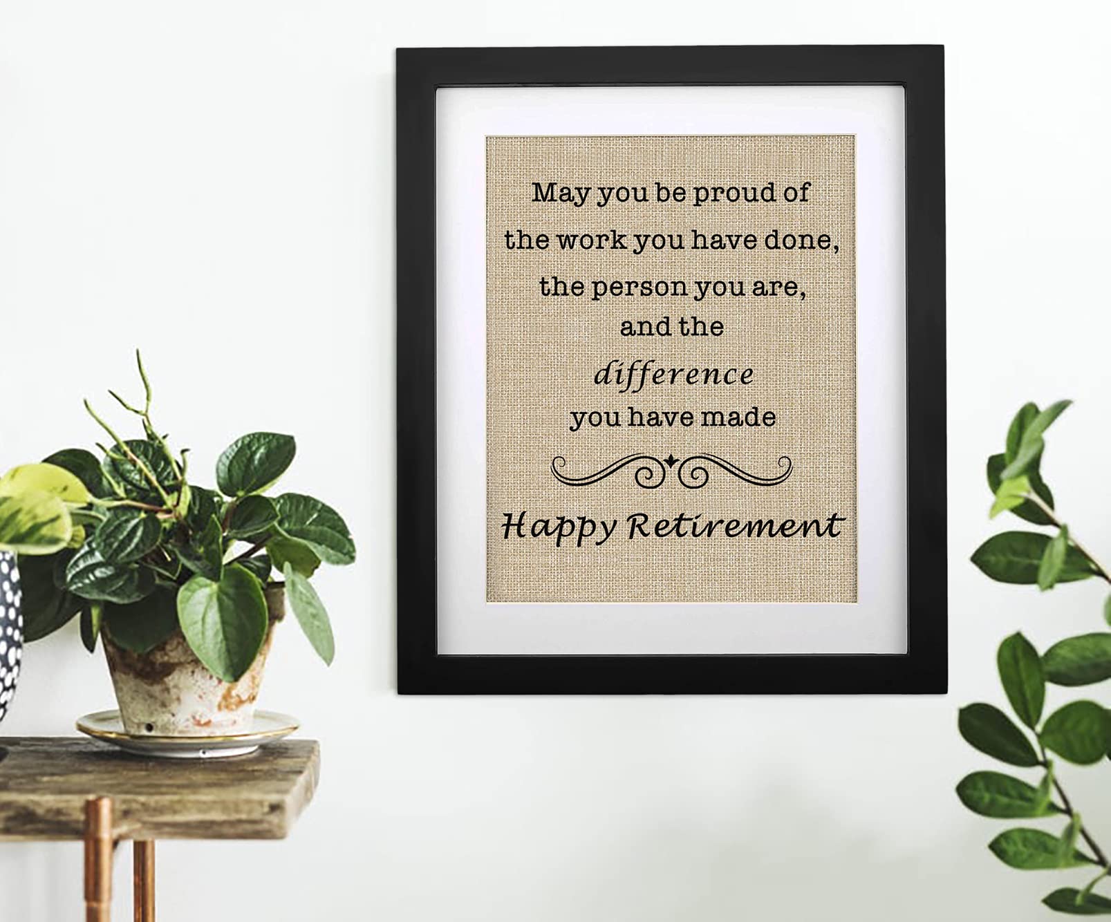 FACEINSE Framed Retirement Burlap Print  Happy Retirement Gifts for Women Men  - Retirement Gifts  Retirement Appreciation Gifts for Mom  Boss  Co-workers  Teachers  Nurse Friends  Wife  Sister