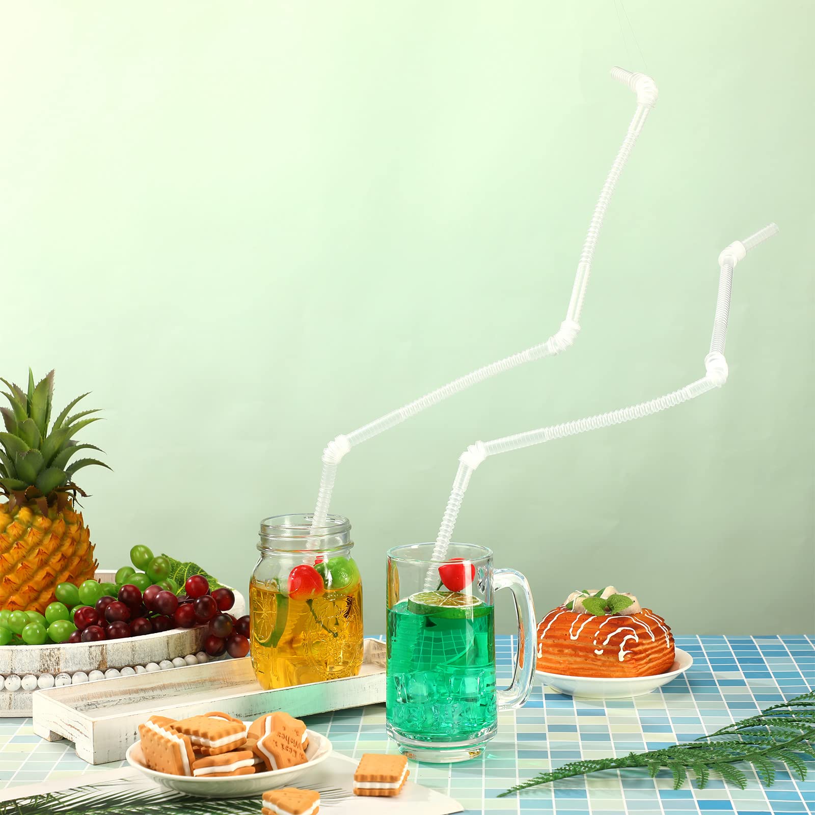 12 Pieces Flexible Drinking Straws Extra Long Plastic Straws for Camping Limited Mobility Situations Dishwasher (Clear  28 Inches)