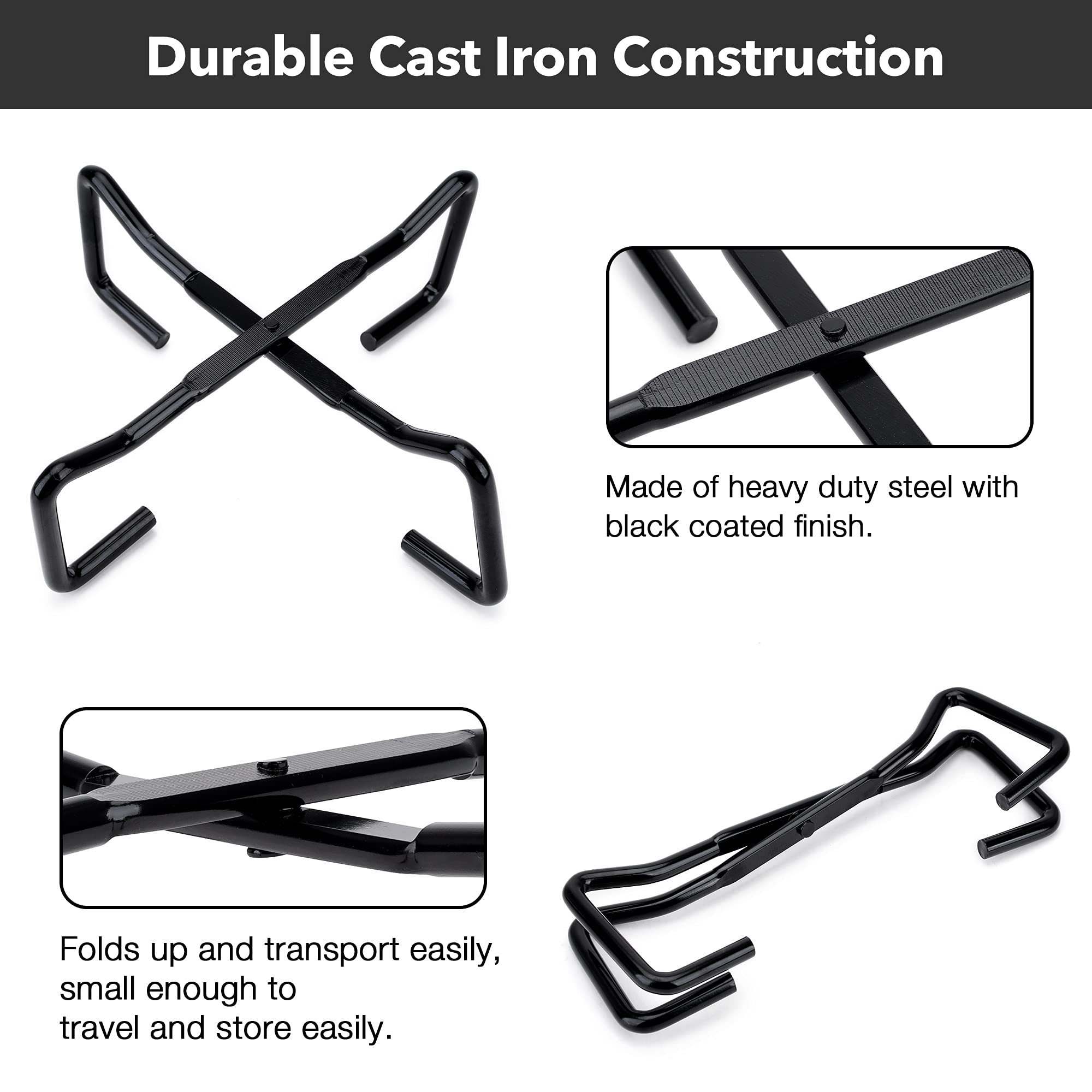Stanbroil 8'' Cast Iron Folding Dutch Oven Lid Stand For Campfire Cooking, 4-In-1 Folding Pot Stand Camp Dutch Oven Tool