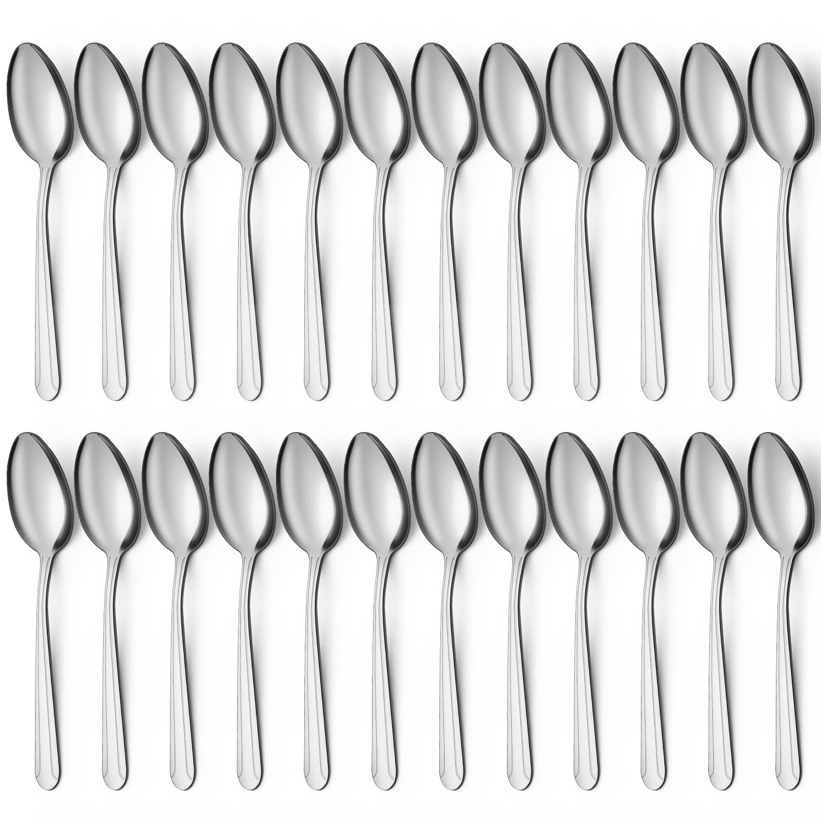 Bewos 24 Pieces Spoons Silverware, 7.5-Inch Dinner Spoons Set, Stainless Steel Spoons, Silverware Spoons, Mirror Polished Tables