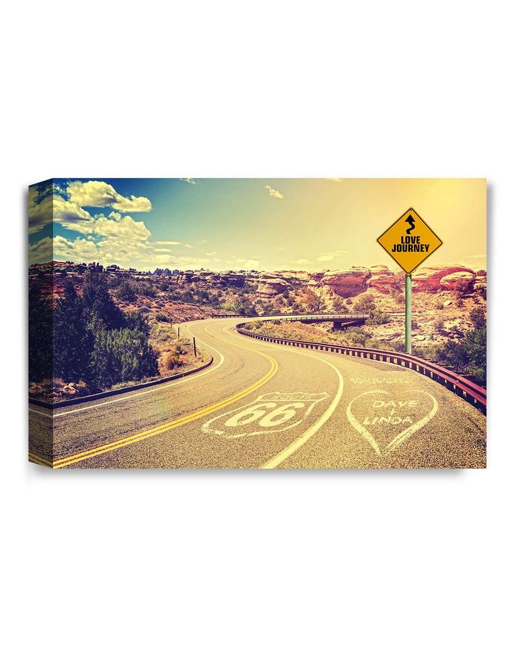 Ipic - Love Journey Personalized Canvas Print Artwork For Romantic Anniversary And Wedding Gifts; 24X16