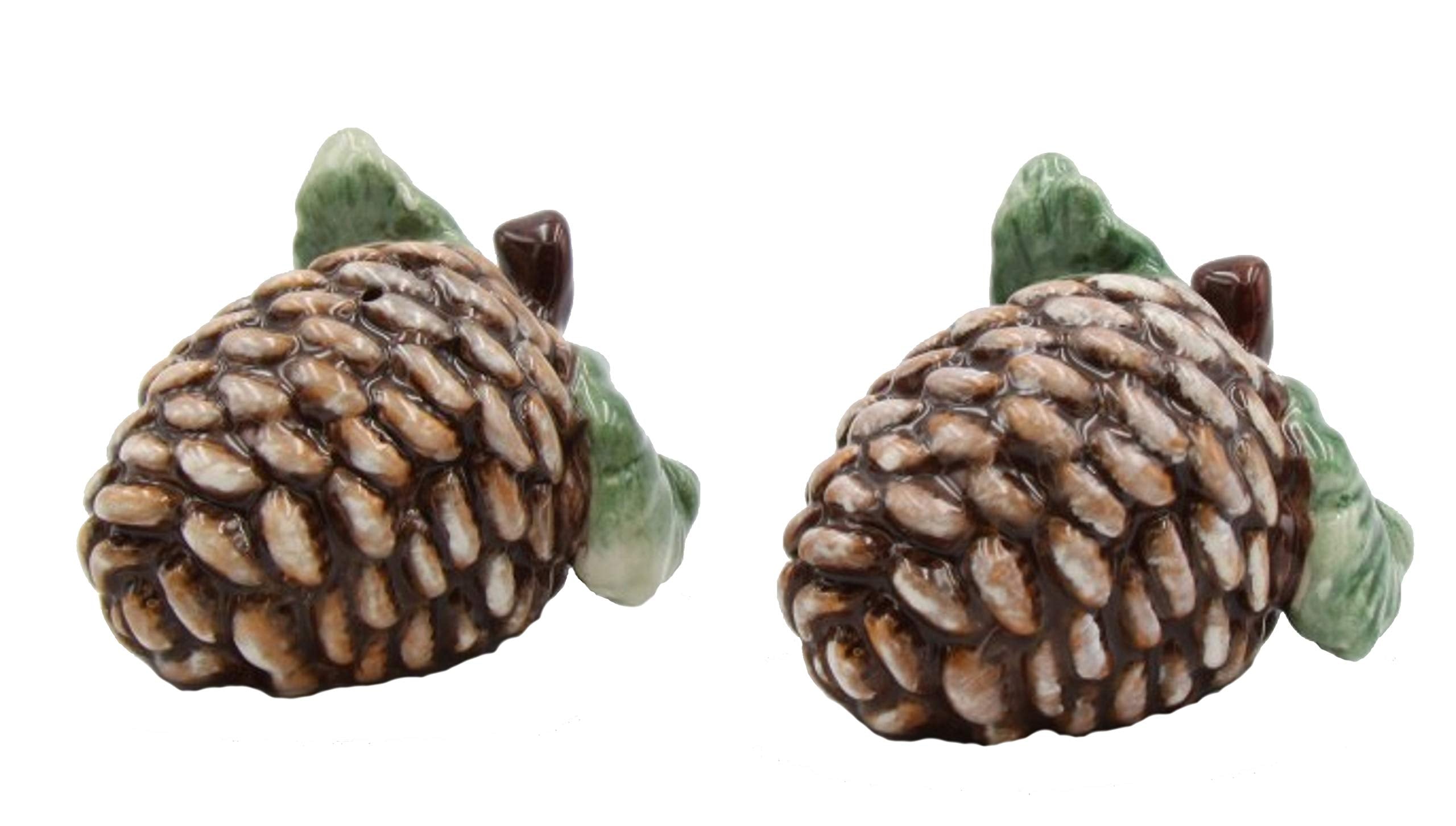 A Pair Of Pine Cones With Stem And Leaves Salt And Pepper Shakers