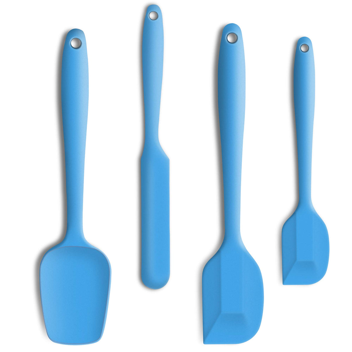 4 Piece Silicone Spatula Set, Flexible Heat Resistant Non-Scratch Baking Cooking Rubber Spatulas With Stainless Steel Core, Blue
