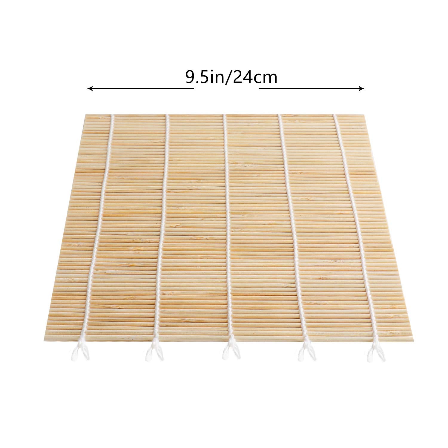 Fungyand Bamboo Sushi Rolling Mat With 2 Pairs Of Chopsticks Natural Bamboo 9.5''X9.5'' 2 Pcs Sushi Making Kit