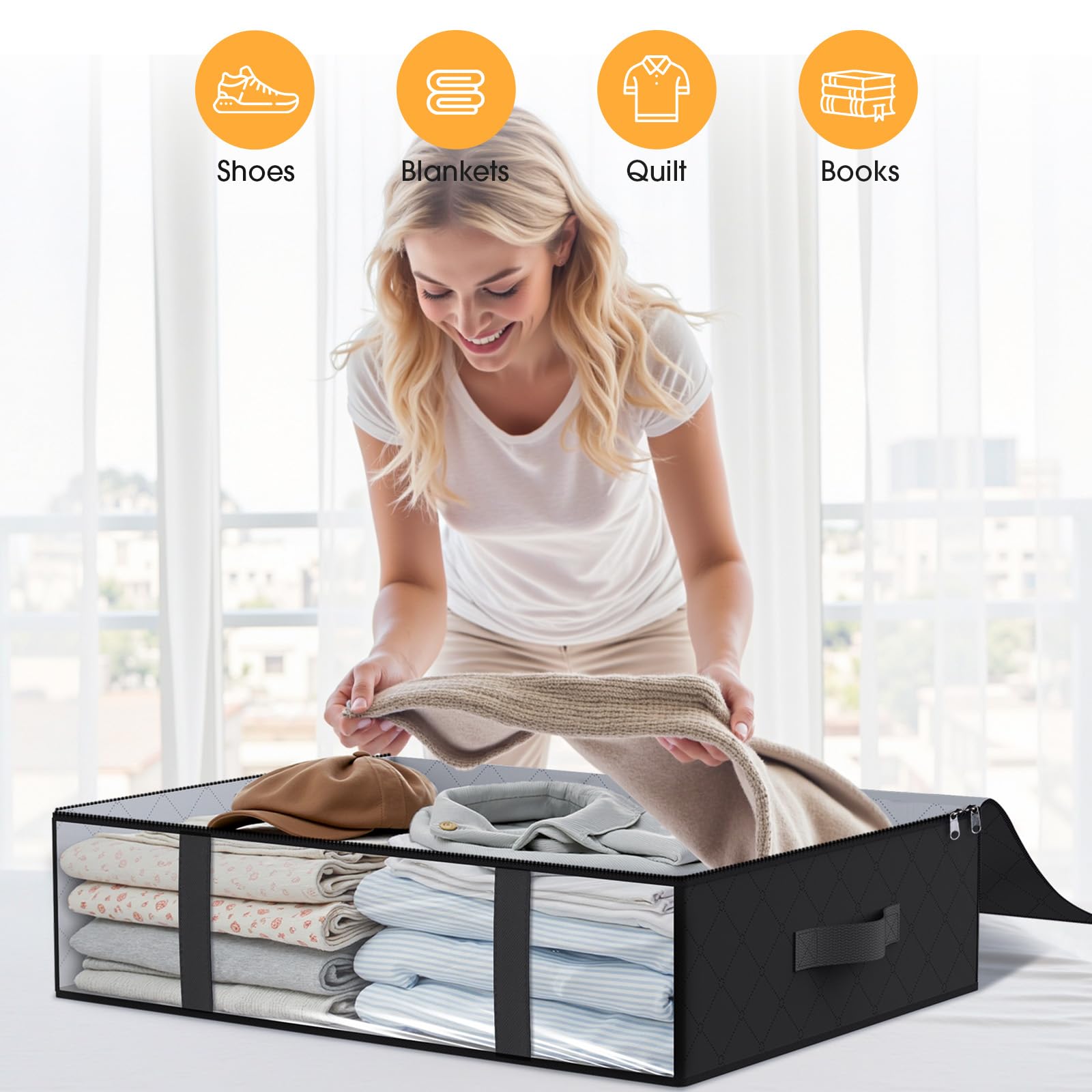StorageRight Storage Bins Clothes Storage, Foldable Blanket Storage Bags, Under Bed Storage Containers for Organizing, Clothing,