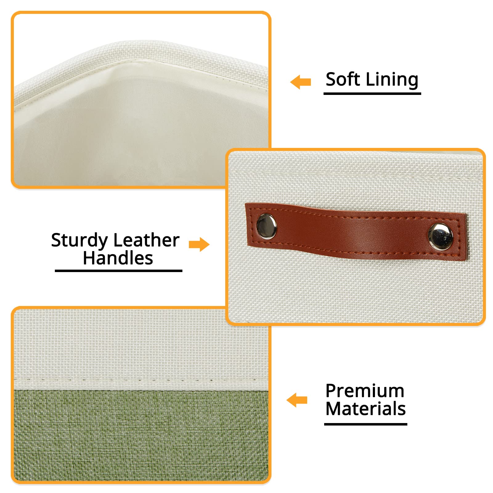 DULLEMELO Storage Basket  Linen Closet Organizers and Storage Baskets for Home Office  Suitable as Dog Toy Box  Baby Gift Basket  4 Pieces 12x12 Decorative Cube Storage Bins(4 Pack - 12 '' White&Green)