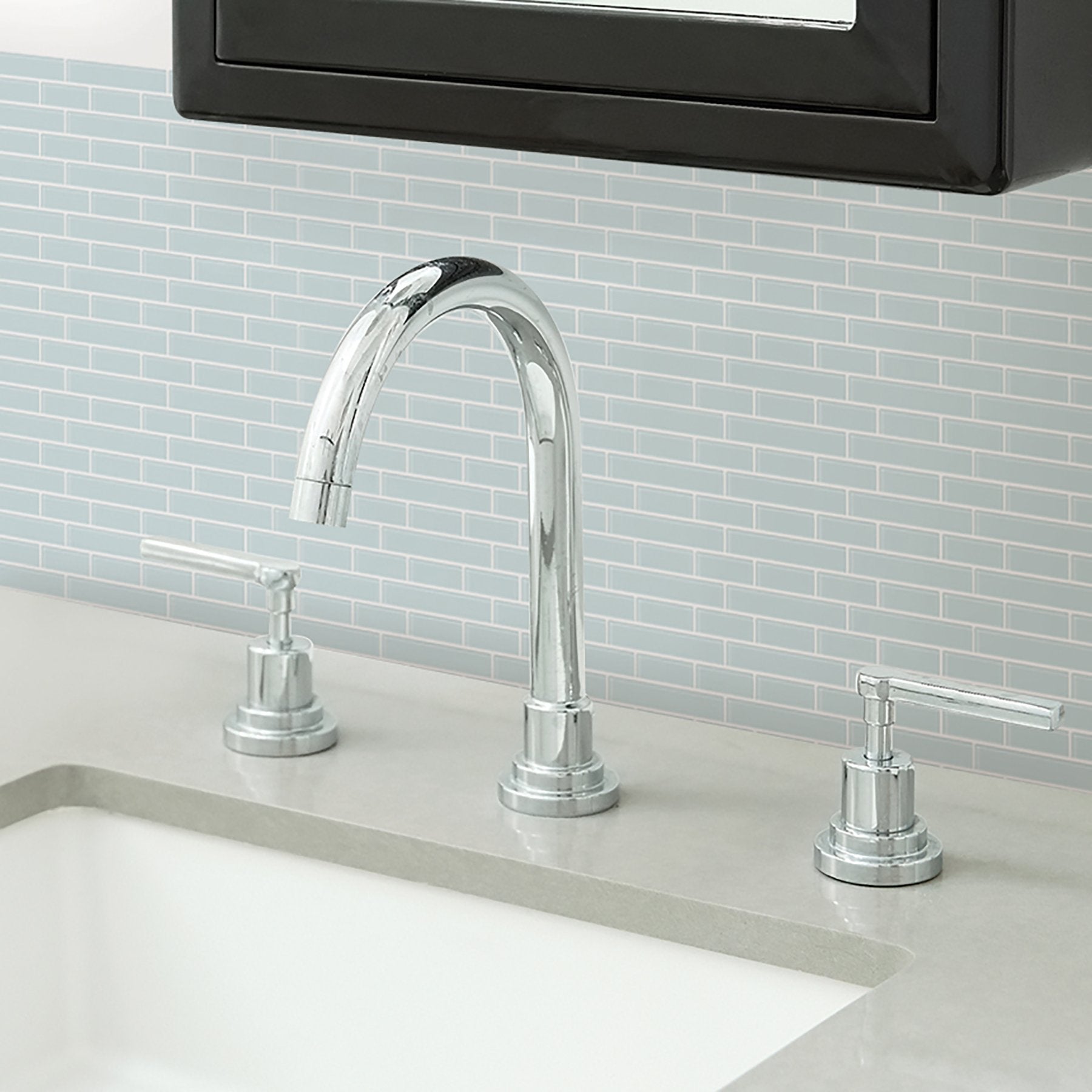 In Home Nh2361 Sea Glass Peel & Stick Backsplash Tiles, Blue