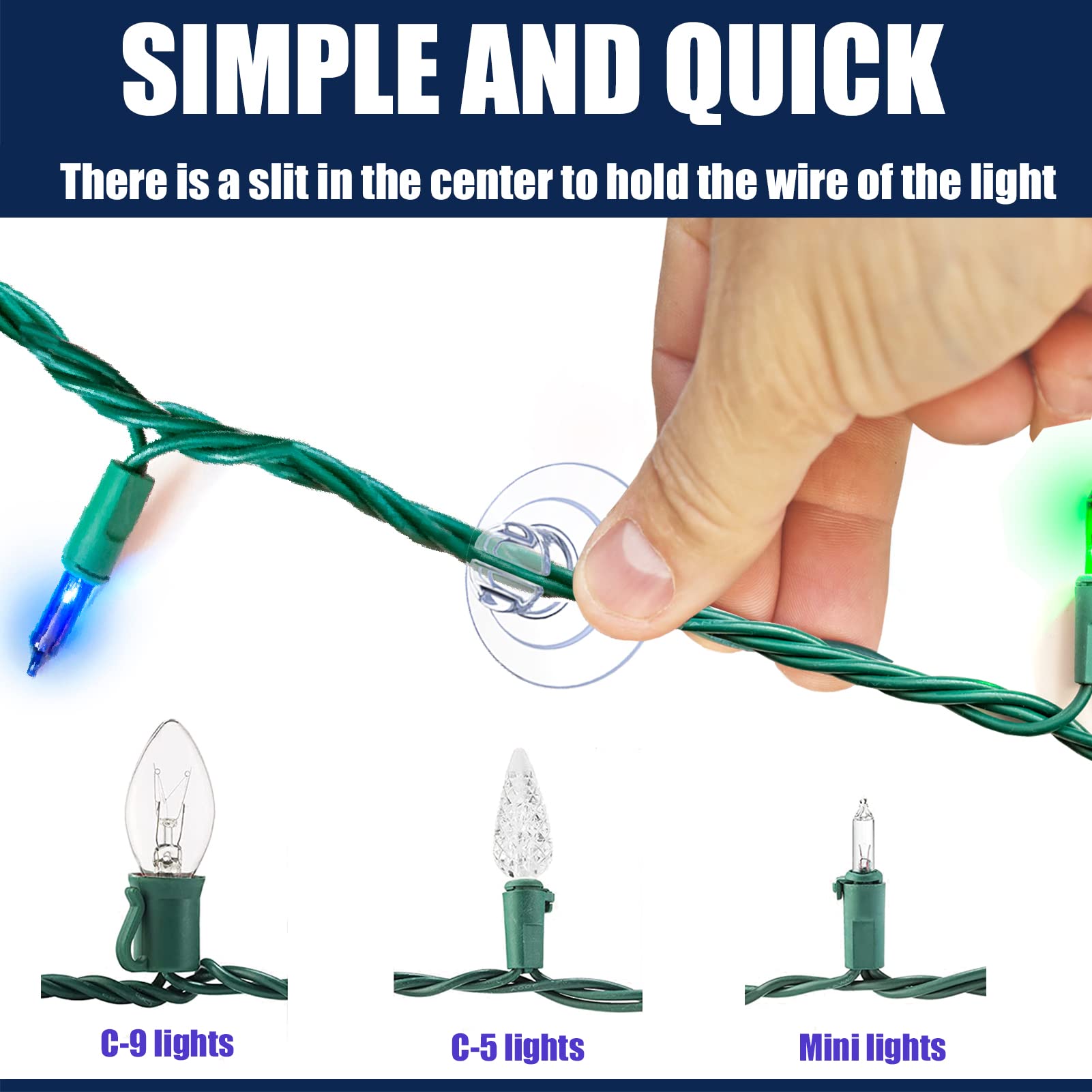 Fyojaic Christmas Light Suction Cups [Set Of 60] Mini Strong Suction Cup Wire Holder, Small Clear Rope Light Caddy Window Glass
