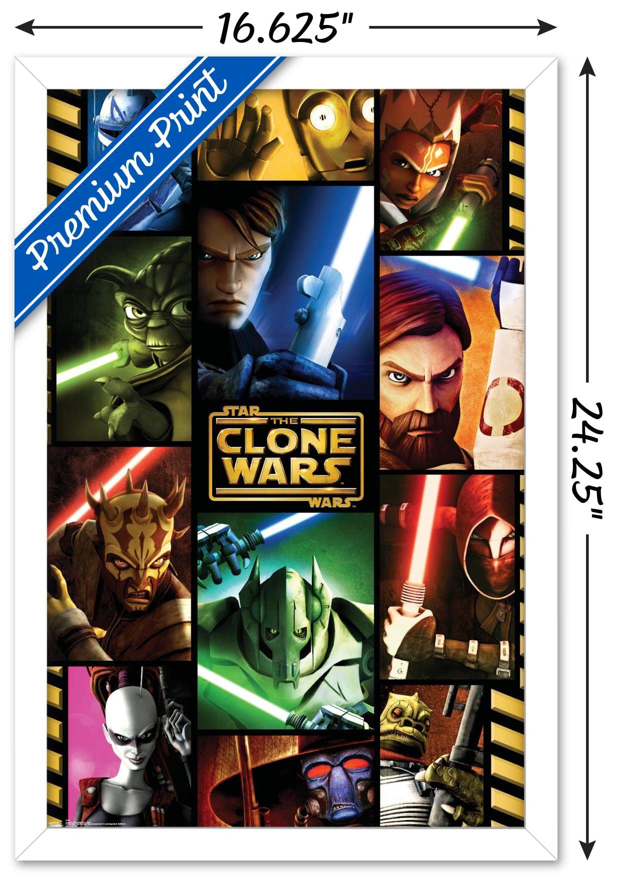 Trends International Star Clone Wars-Grid Wall Poster, 14.725'' X 22.375'', White Framed Version