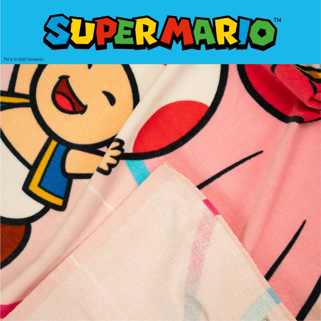 Franco Super Mario Girl Princess Peach Kids Super Soft Cotton Bath/Pool/Beach Towel, 58 In X 28 In, (Officially Licensed Product