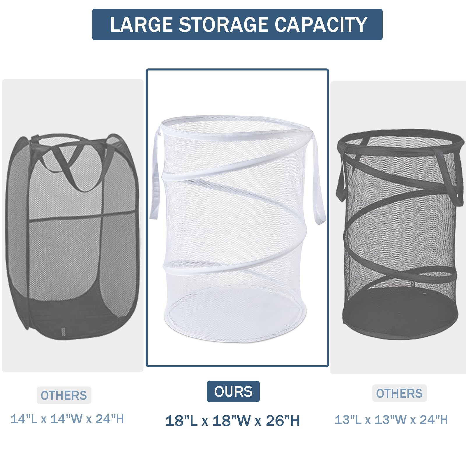 Mesh Popup Laundry Hamper 115L Collapsible Laundry Basket Extra Large Capacity Foldable Clothing Storage Basket With Handles No