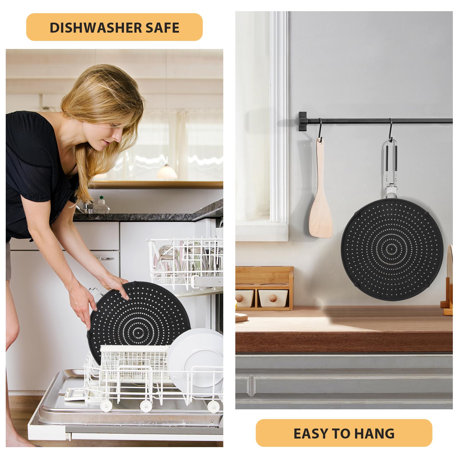 11 Inch Splash Guard For Frying Pan - Silicone Grease Splatter Screen For Frying Pan Stove Top, Heat Resistant Multi-Use Frying
