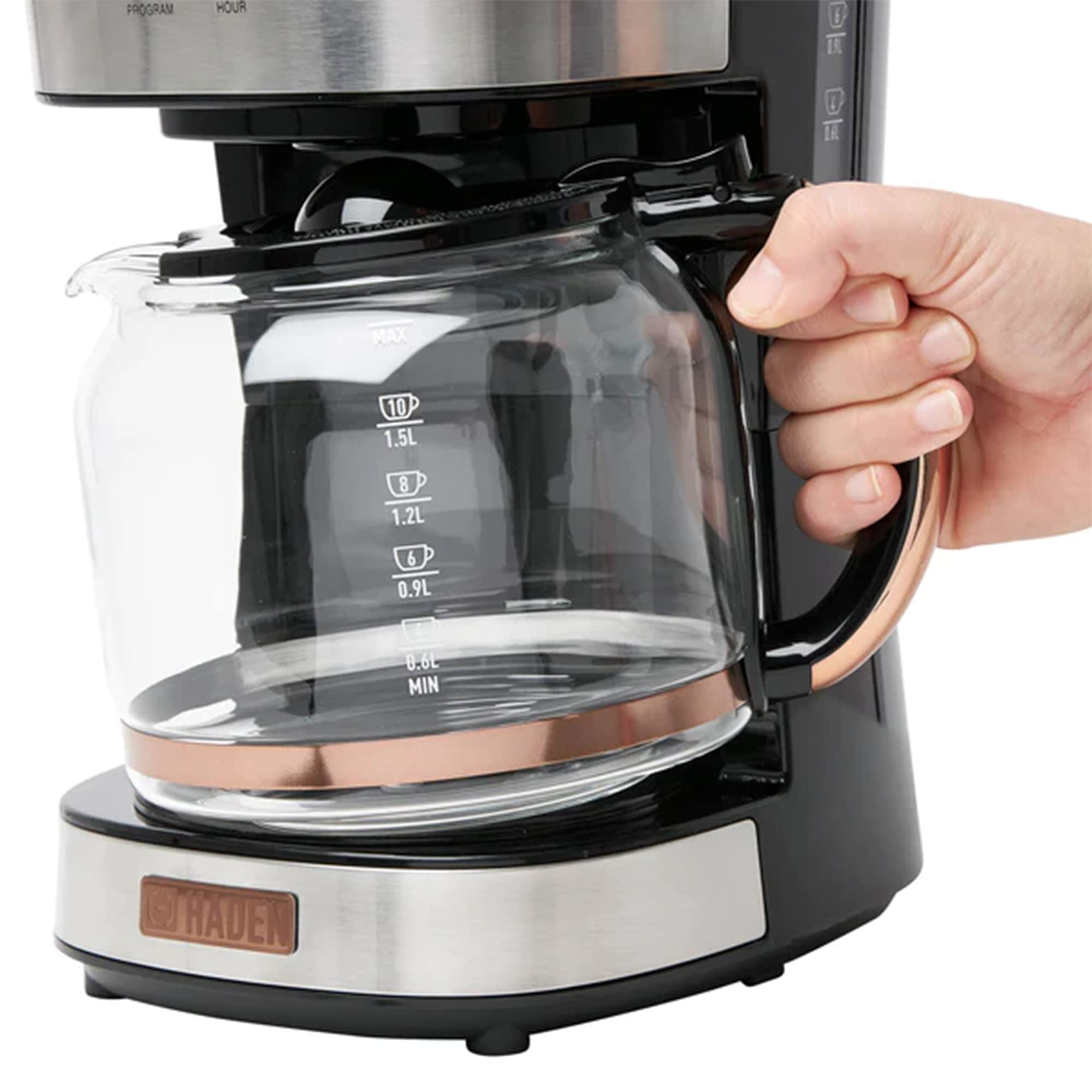 Haden Coffee Machine, 12 Cup Programmable Drip Coffee Maker With Auto Shut-Off Function And Reusable Washable Water Filter, Stee