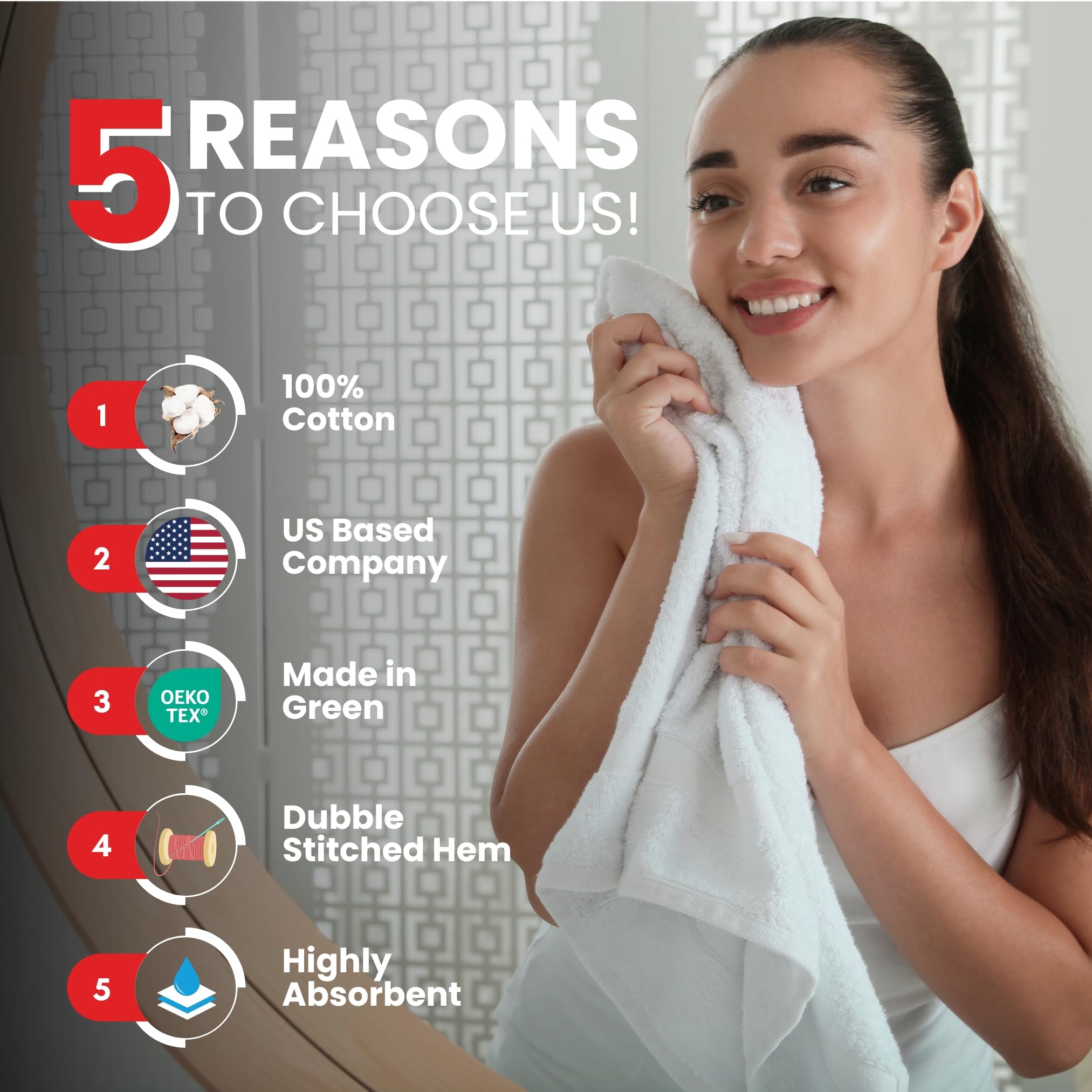 Infinitee Xclusives Grey Hand Towels Set Of 4 (16X28 Inches) - 100% Turkish Cotton Ultra Soft And Highly Absorbent Hotel Quality