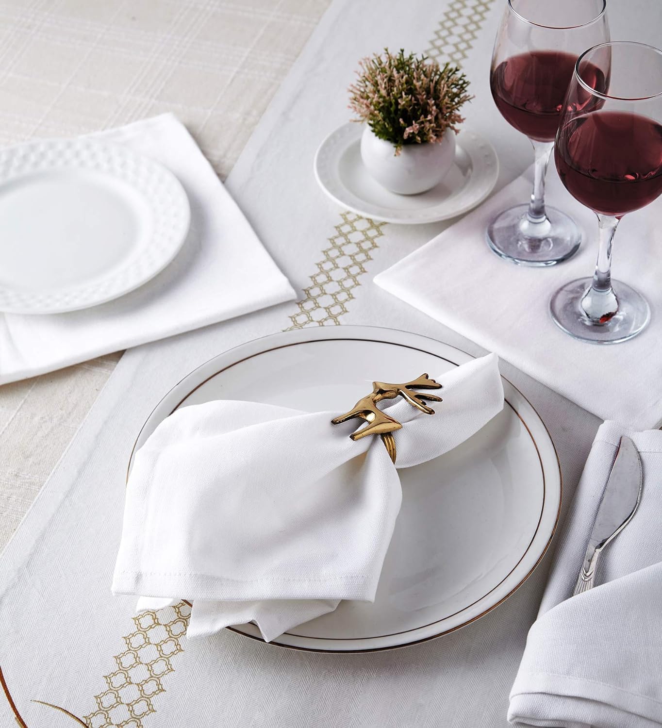 Set Of 12 Cloth Napkins, 18 X 18 Inches, 100% Cotton Premium Quality Cloth Napkins With Mitered Corners, Durable, Absorbent, Tab