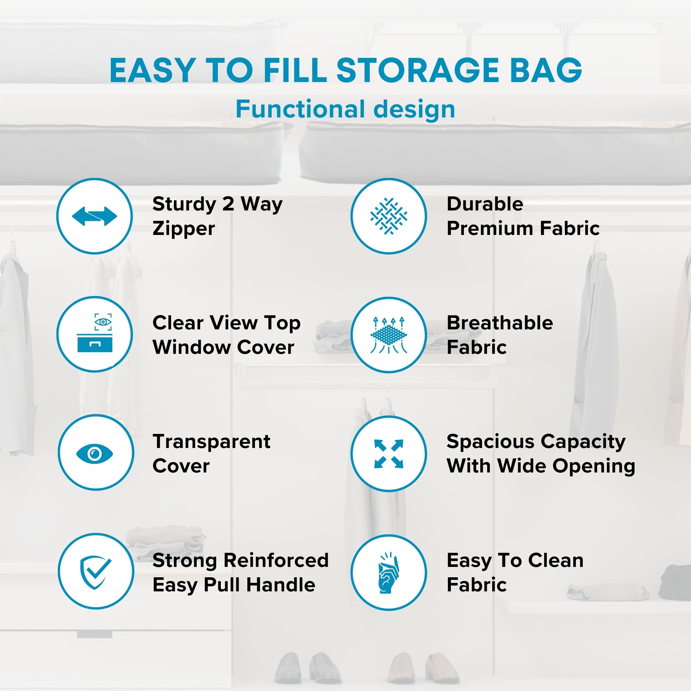 NestNeatly SmartCube Underbed Storage Bag, 3 Large Bins with Reinforced Handles Foldable Containers