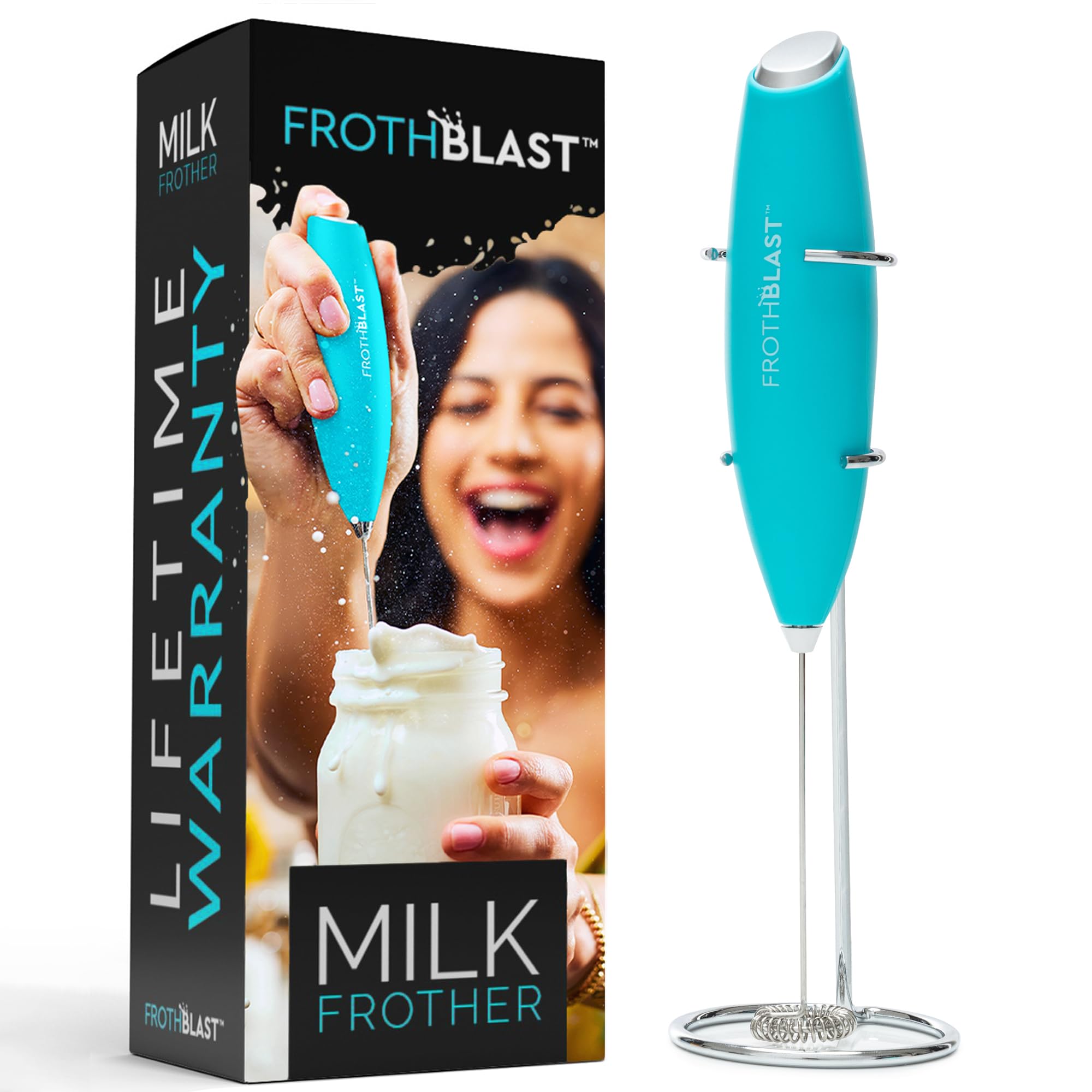 Frothblast Milk Frother Handheld For Coffee Foam Maker, Electric Whisk Drink Mixer For Lattes, Cappuccino, Frappe, Matcha, Hot C