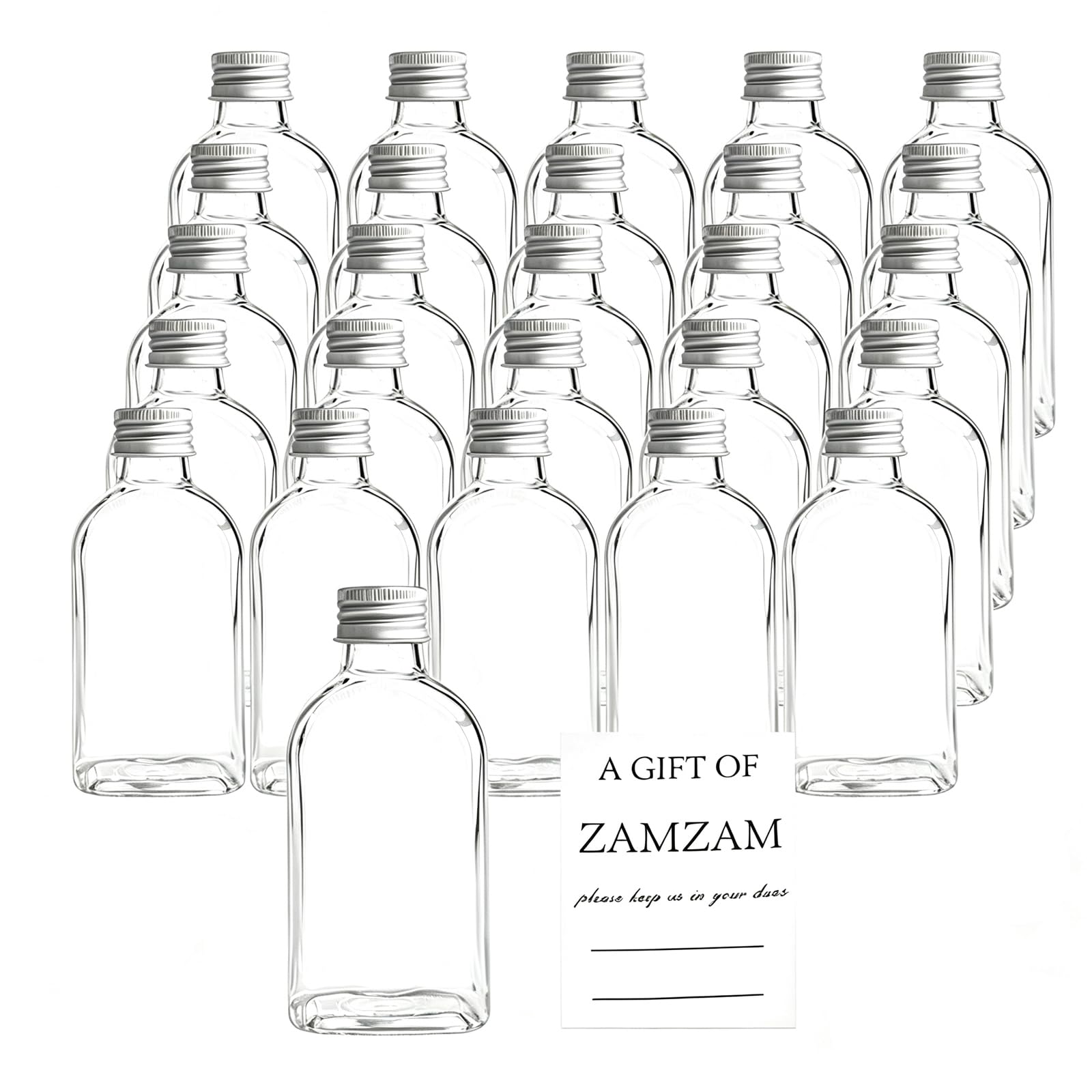 Crymfrynt Empty Zamzam Water Bottles, 100ml FoodGrade PET Jars with Airtight Caps, LeakProof Travel Containers for Hajj Umrah 
