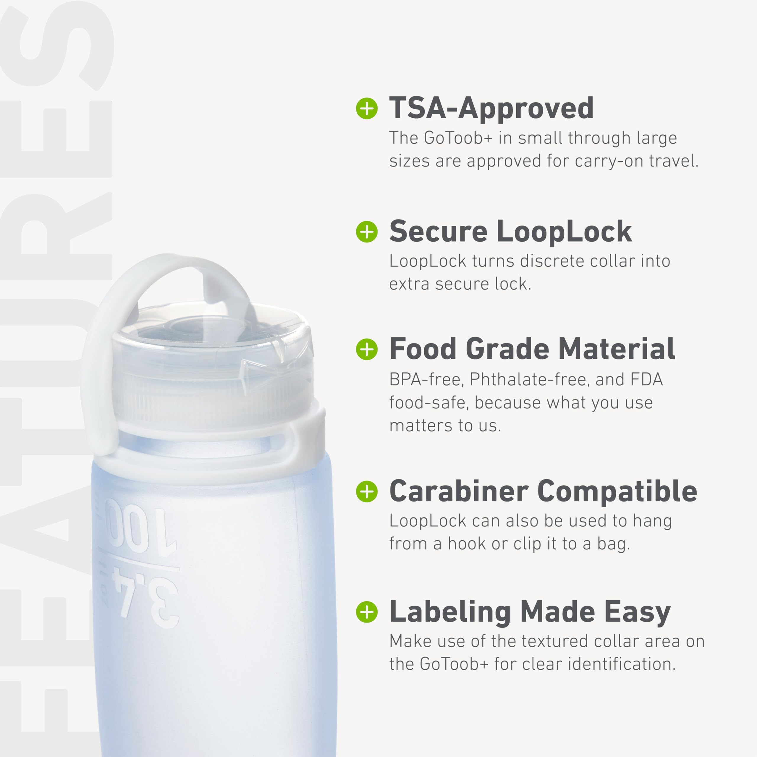 Humangear Gotoob+ 3-Pack (Small) | Refillable Silicone Travel Bottle | Locking Lid | Food-Safe Material, Clear/Red/Orange, Small