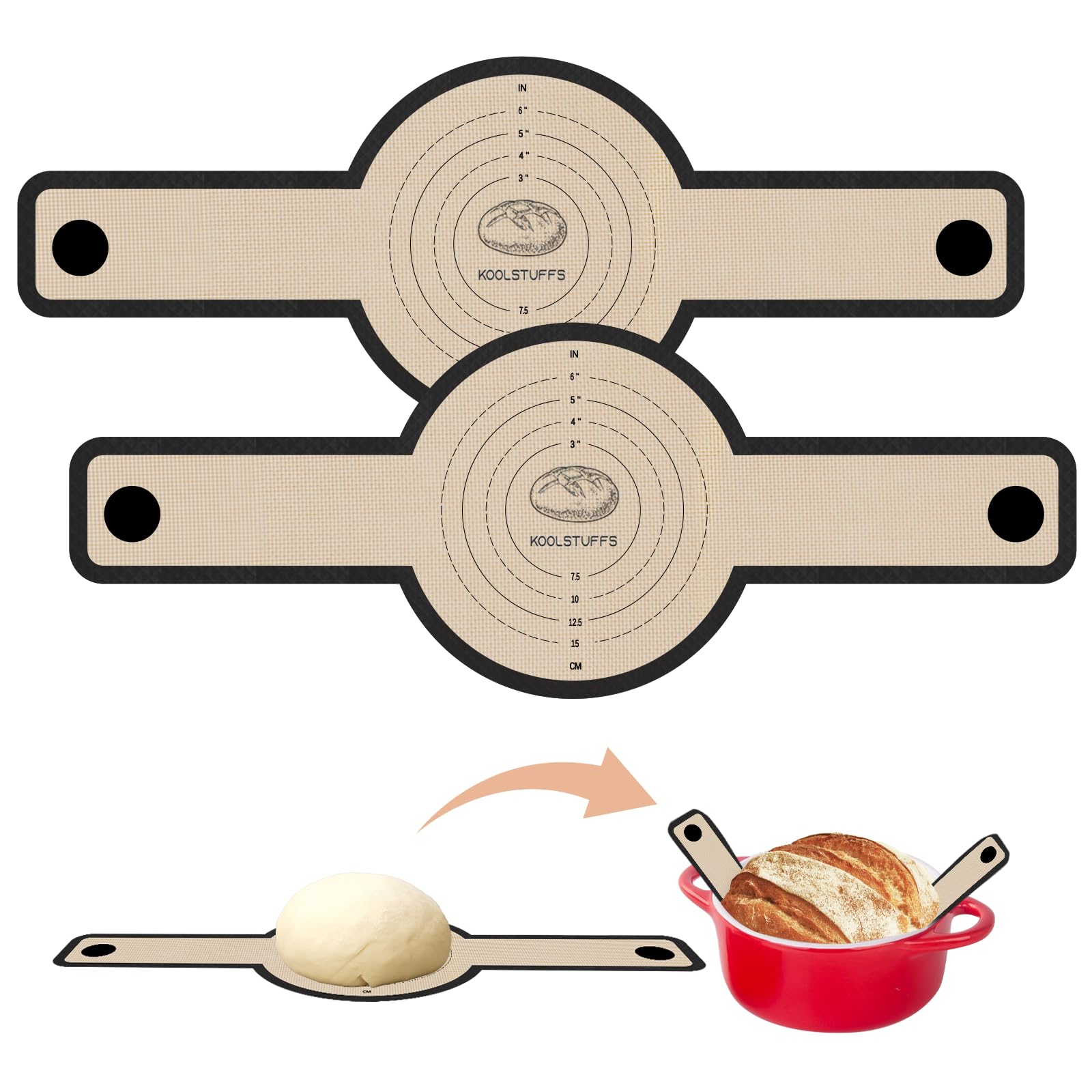 Silicone Bread Sling for Dutch Oven, 2 PCS Non-Stick & Easy to Clean Reusable Silicone Bread Baking Mat with Long Handles, Easy 