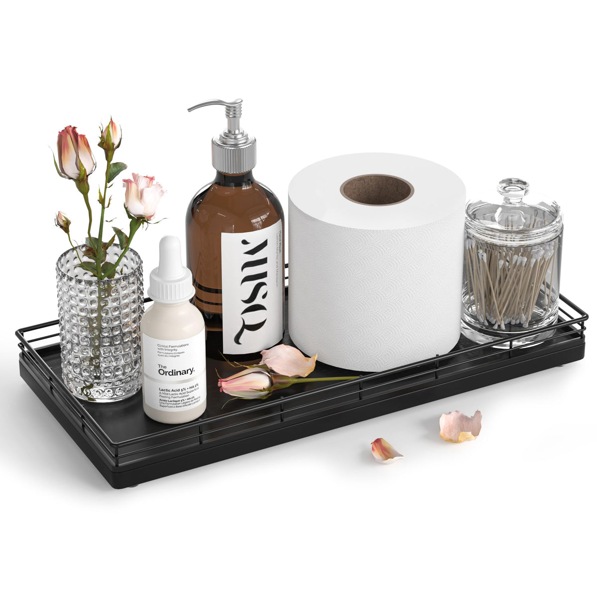 Focusonit Oak Bathroom Toilet Tank Tray, 13'' Wood Toilet Paper Storage Basket Tray Back Of Toilet Basket Organizer, Vanity Tray