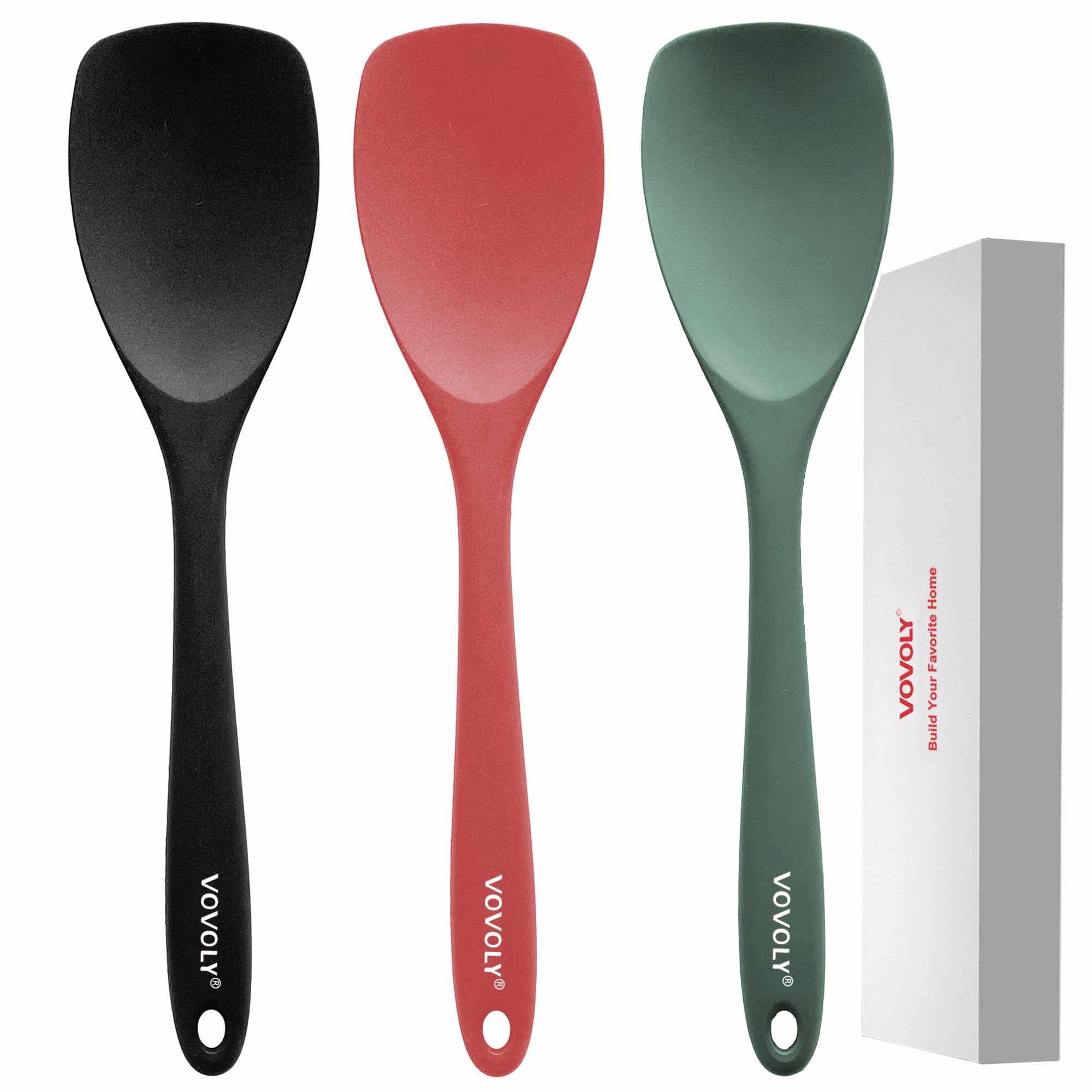 Upgrade Silicone Spatula Spoon Set,Vovoly Heat Resistant Rubber Spoonula, Seamless Non-Stick Flexible Scrapers For Baking Mixing