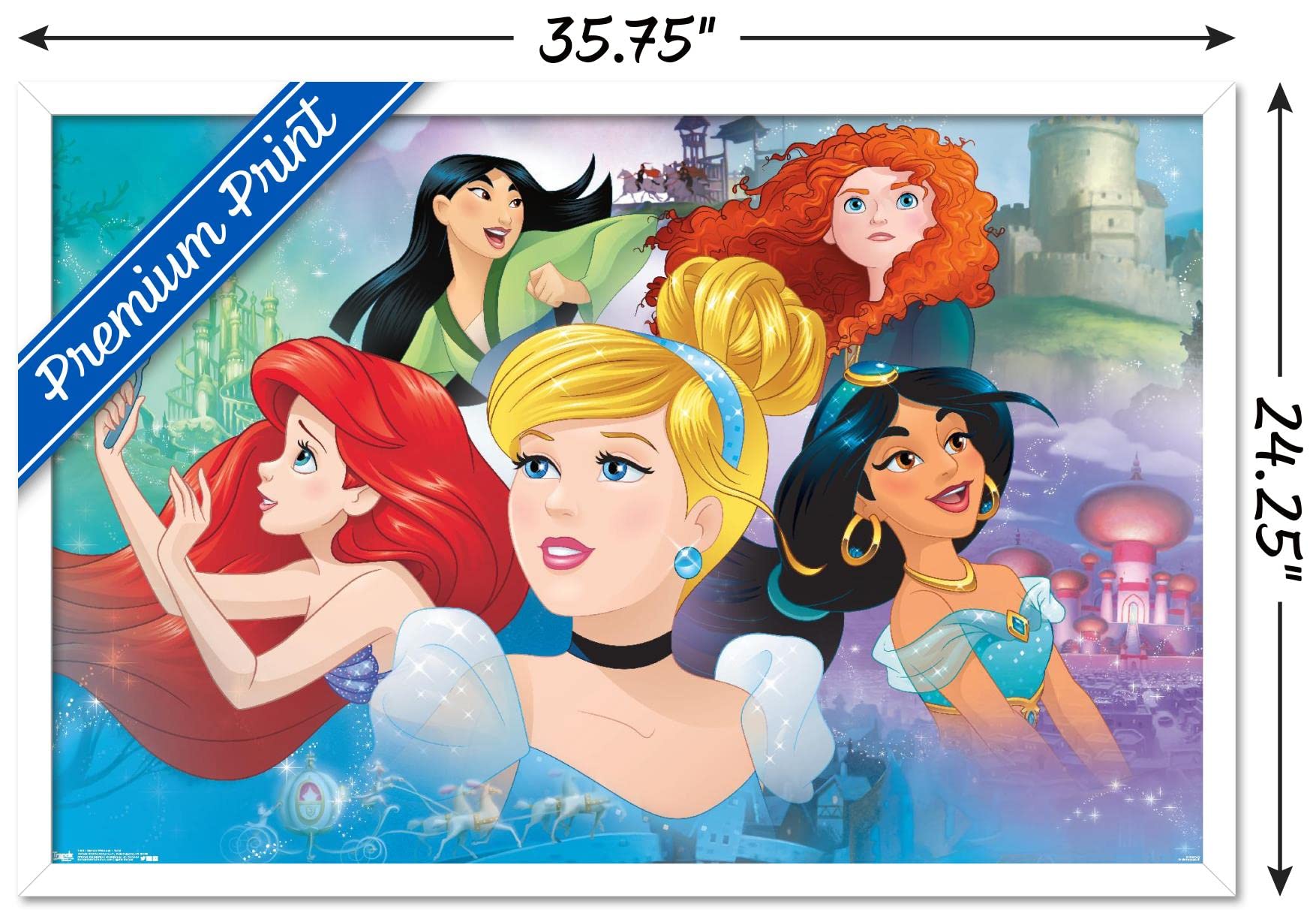Trends International Disney Princess - Gaze Wall Poster, 22.37'' X 34.00'', White Framed Version