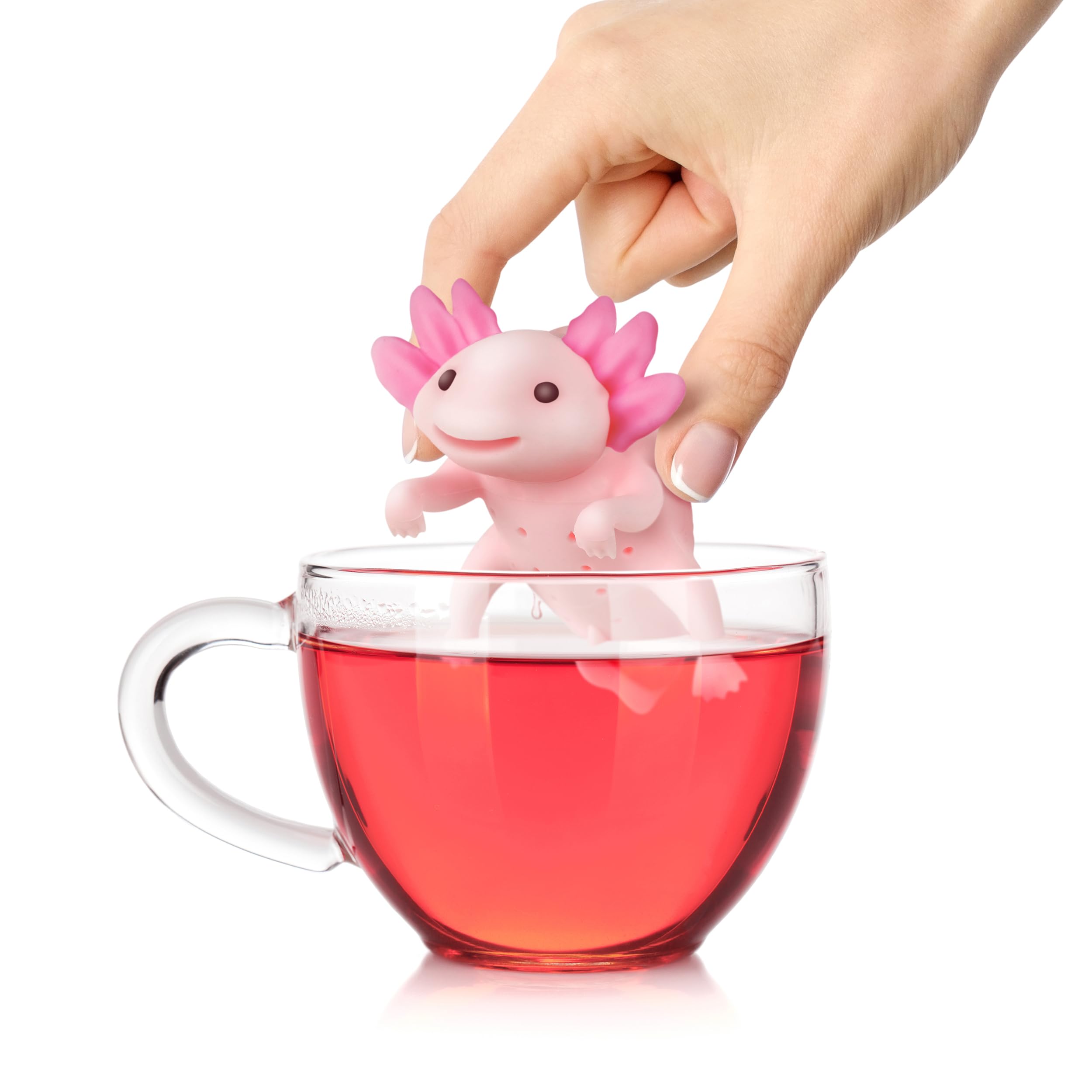 Genuine Fred RELAXOLOTL Tea Infuser - Cute Pink Silicone Axolotl Design, Easy to Clean for Loose Leaf Tea, Model 5316915