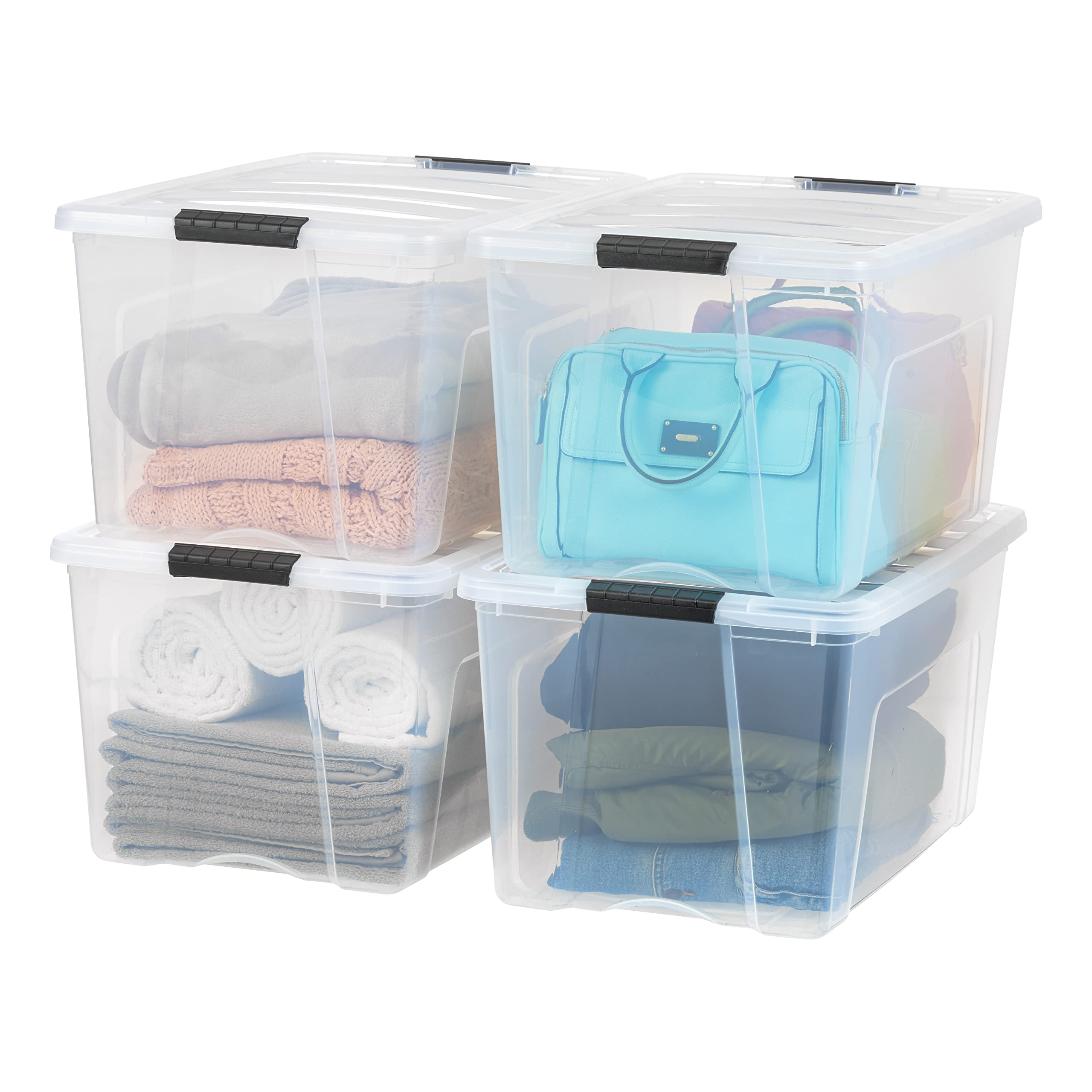 Iris Usa 4 Pack 72Qt Clear View Plastic Storage Bin With Lid And Secure Latching Buckles