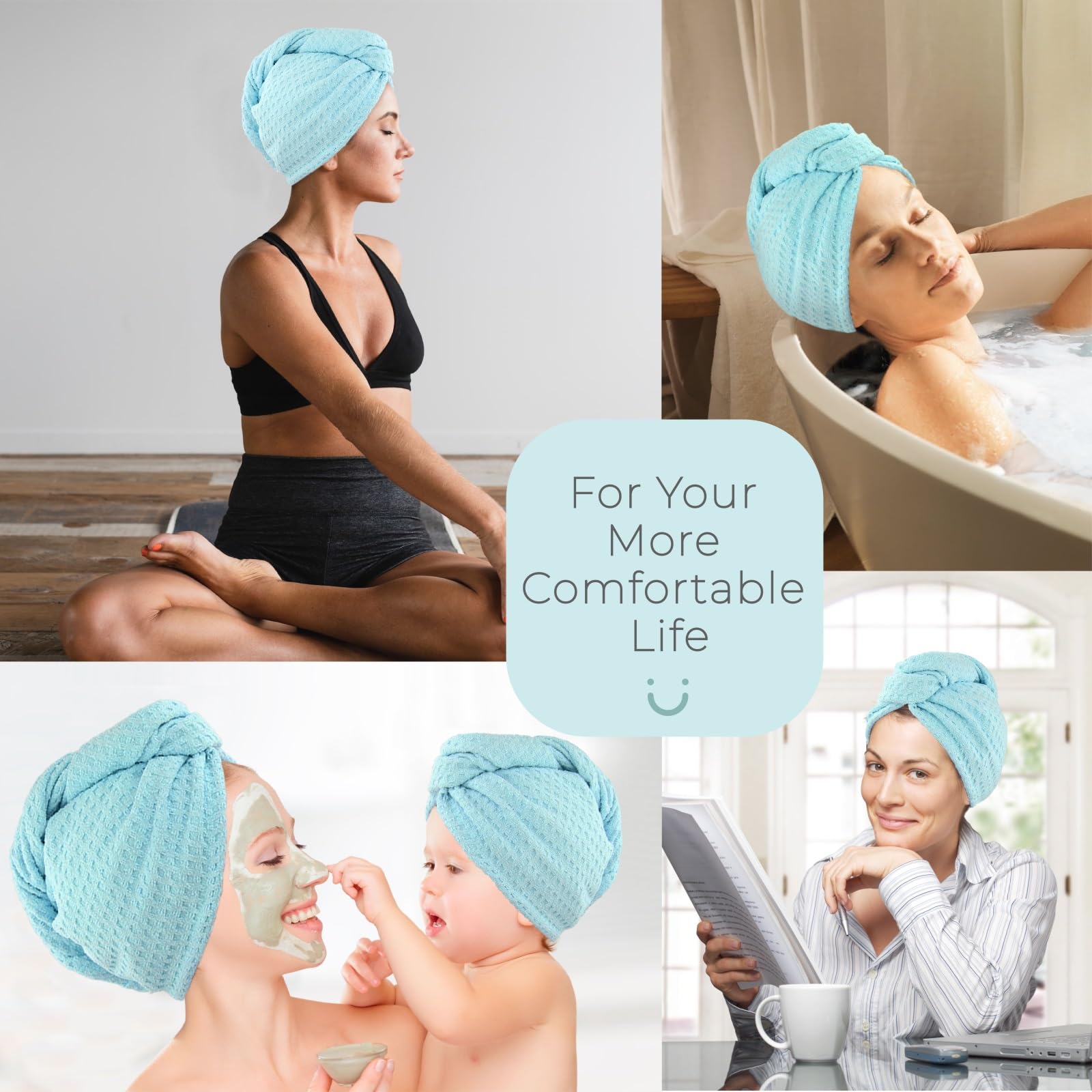 MaopaoBeauty Microfiber Hair Towel Wraps - 2 Pack Green, Large Size for Quick Drying Hair Accessories for Women and Girls