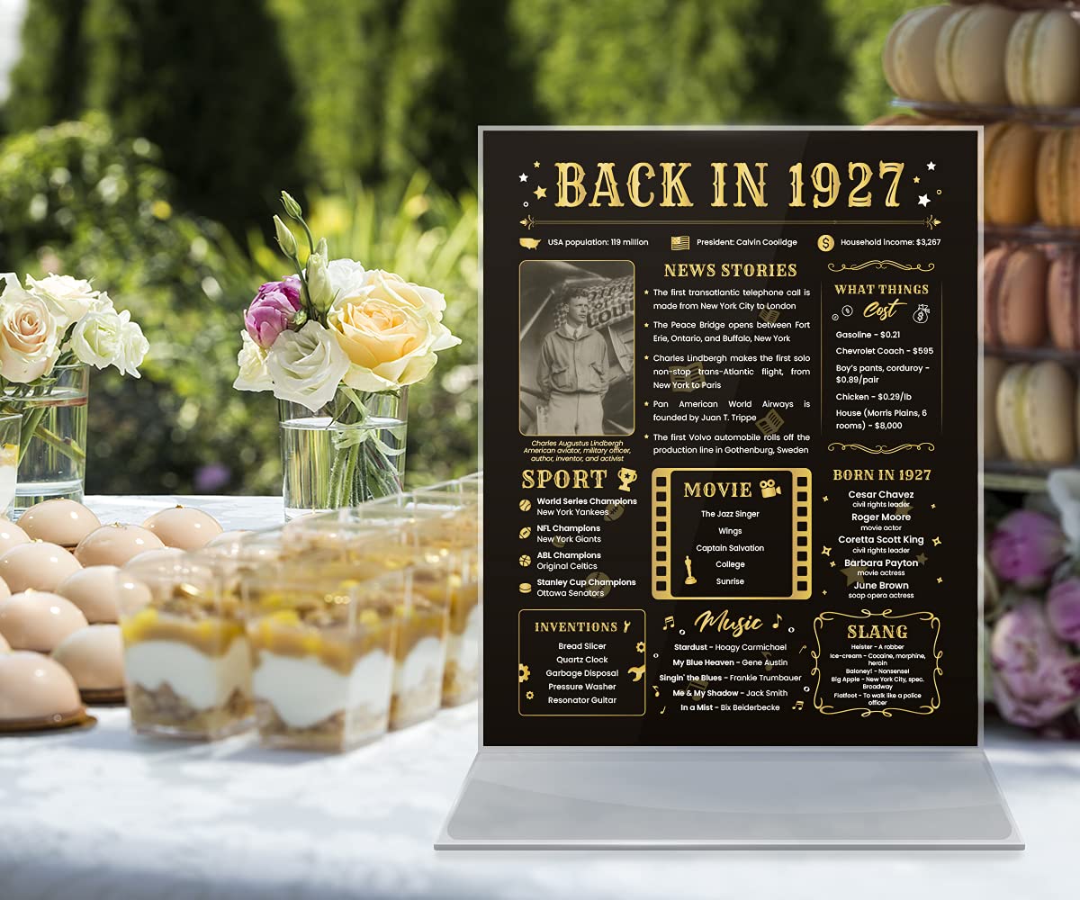 Back In 1927 Birthday Card - 97Th Birthday Gift For Women Or Men - 97Th Birthday Decoration For Grandmother Or Grandpa - Table C
