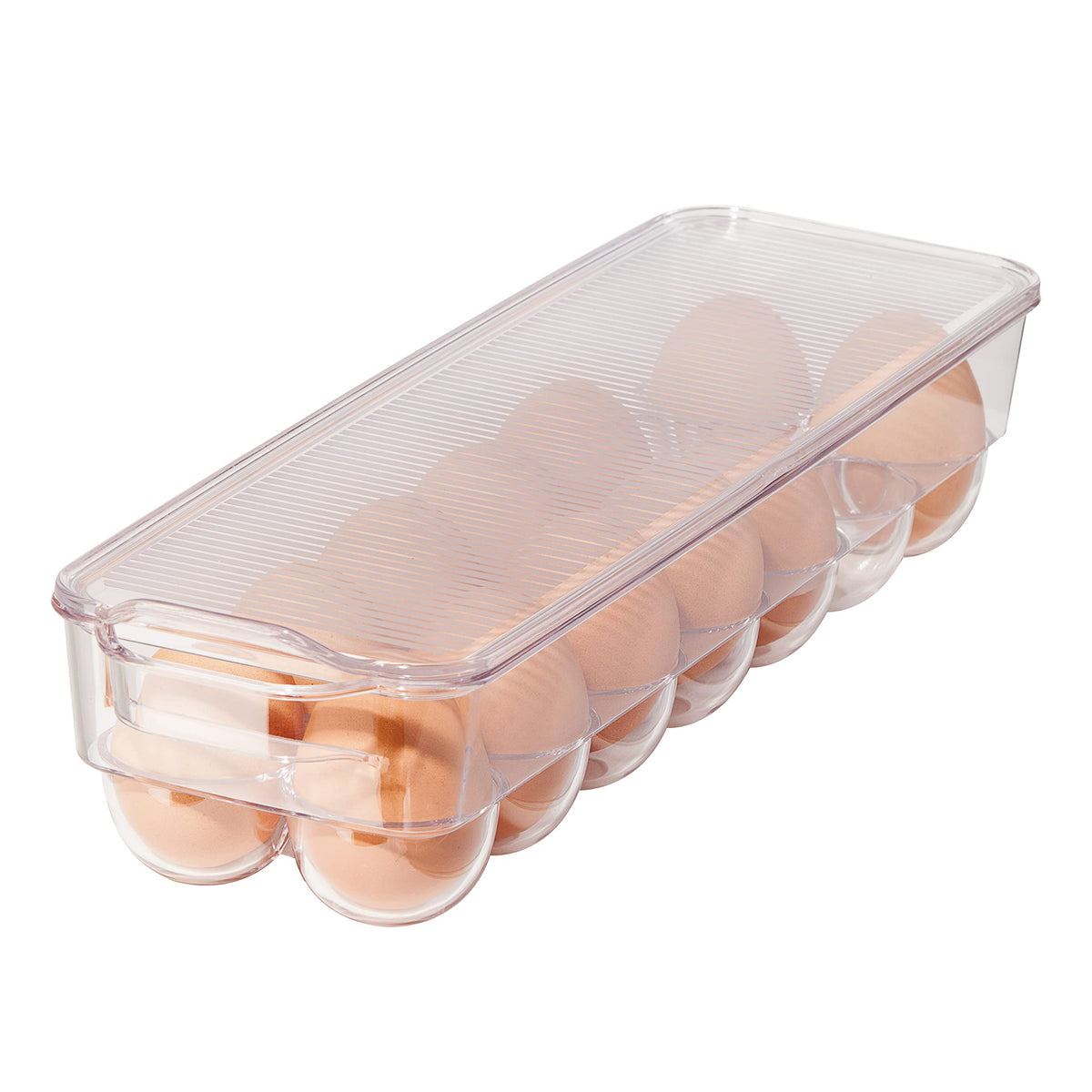 Oggi Stackable Covered Egg Holder - Kitchen Organization, Fridge Organizer, Food Storage, Clear Stackable Storage Bins, 14 Egg T