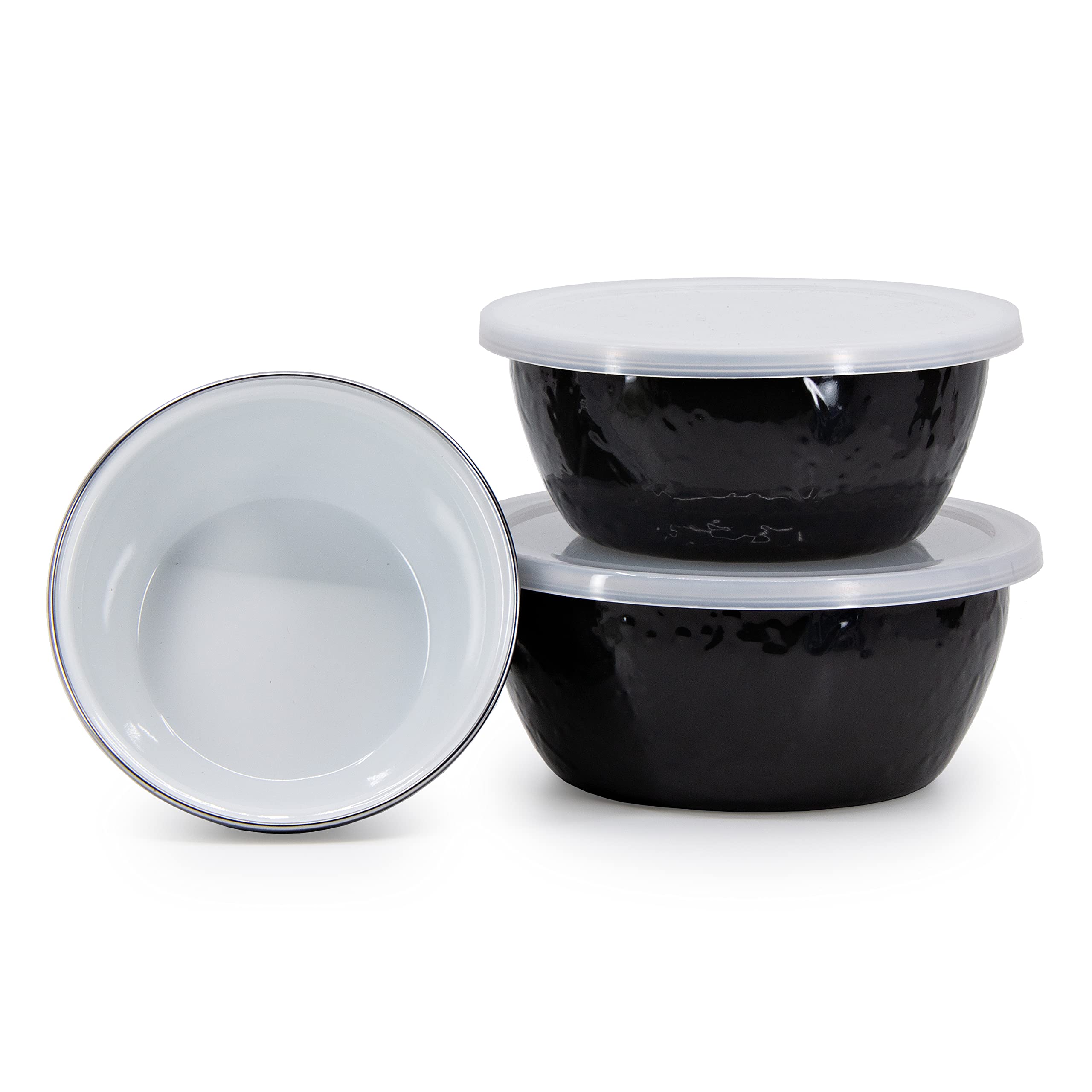 Golden Rabbit Enamelware - Set Of 3 - Nesting Bowls (Solid Black)