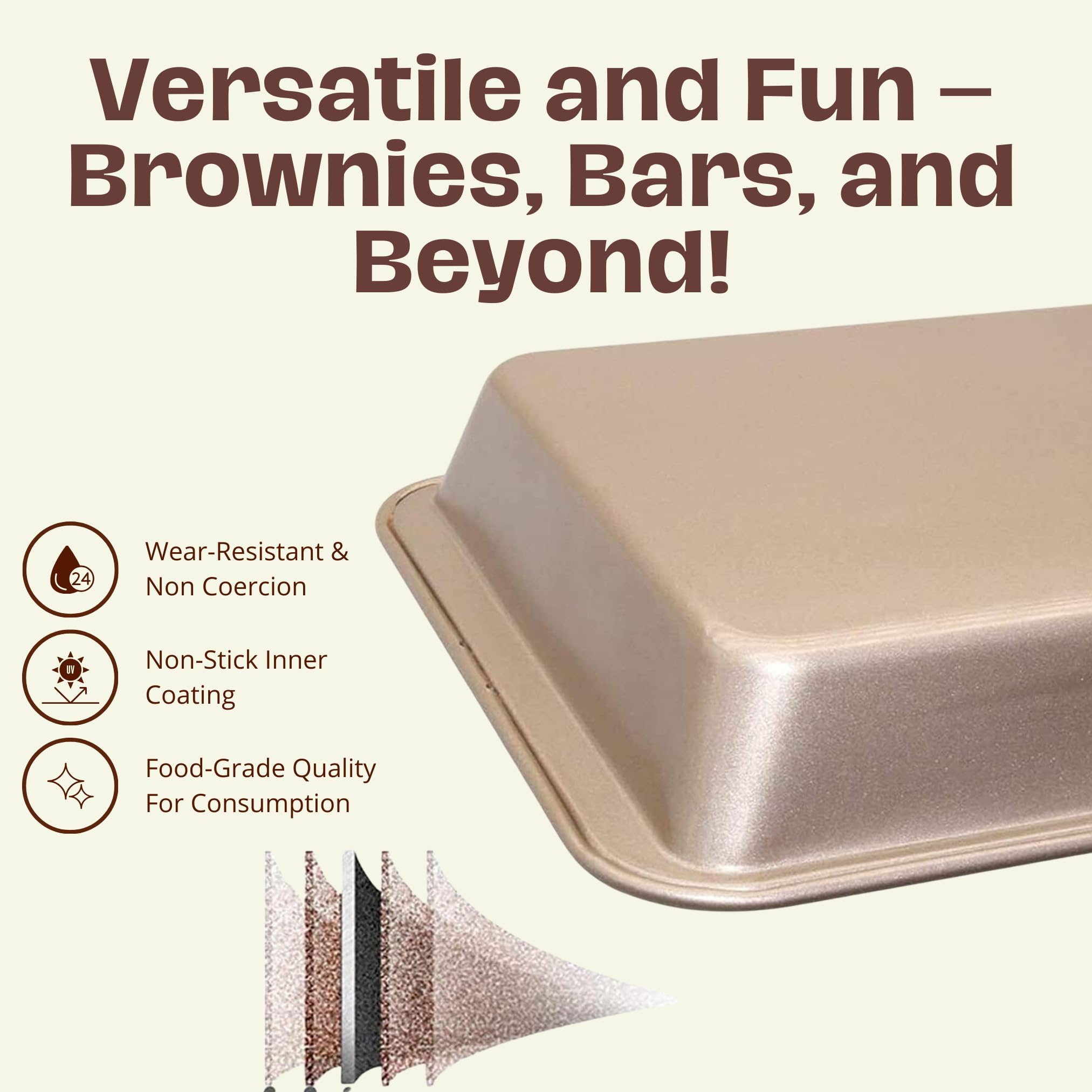 Good Dee'S Brownie Pan With Dividers, Non Stick Baking Pan Sets, Carbon Steel Bakeware Tray With Grips For Oven Baking, 18 Pre-C